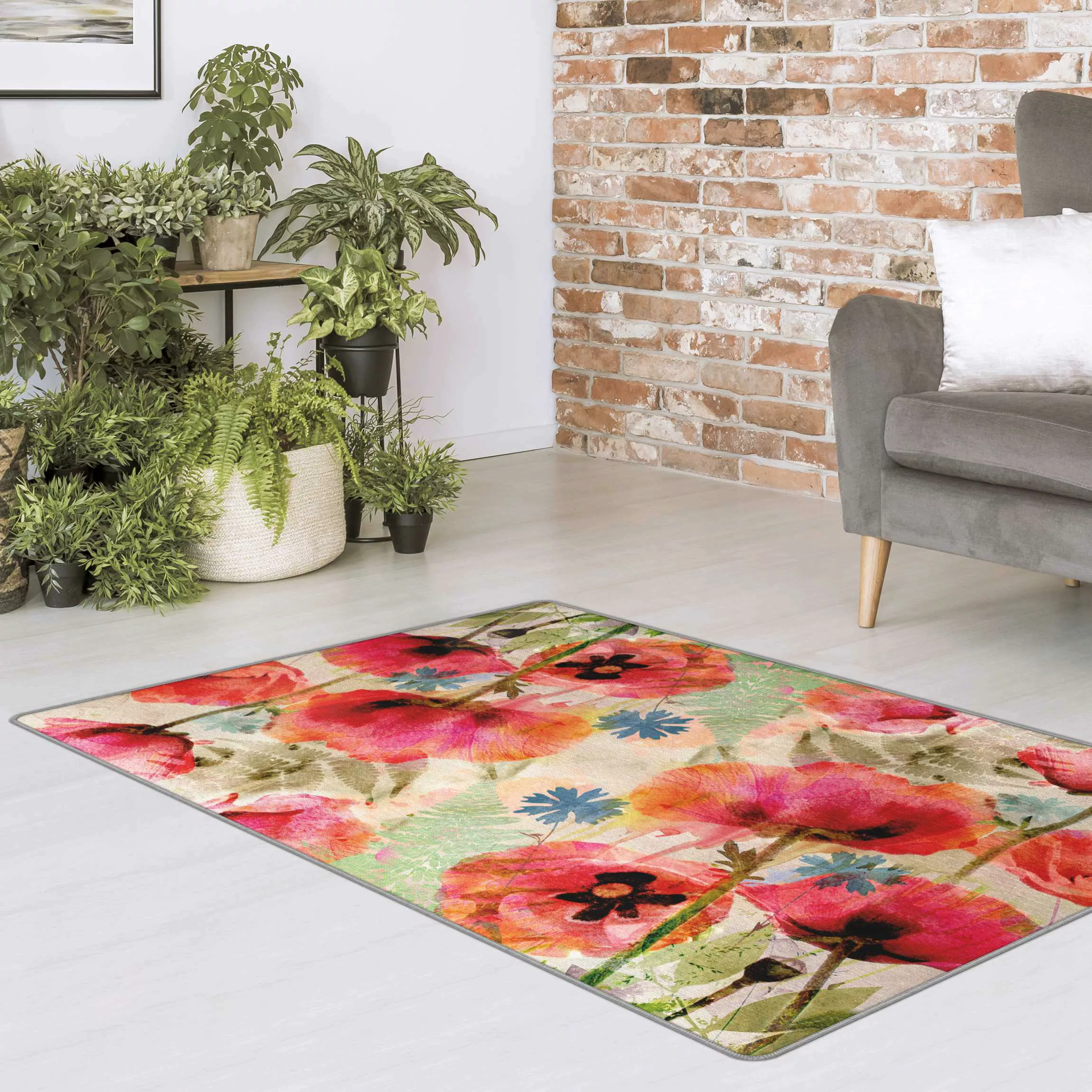 Teppich Watercolor Poppies günstig online kaufen