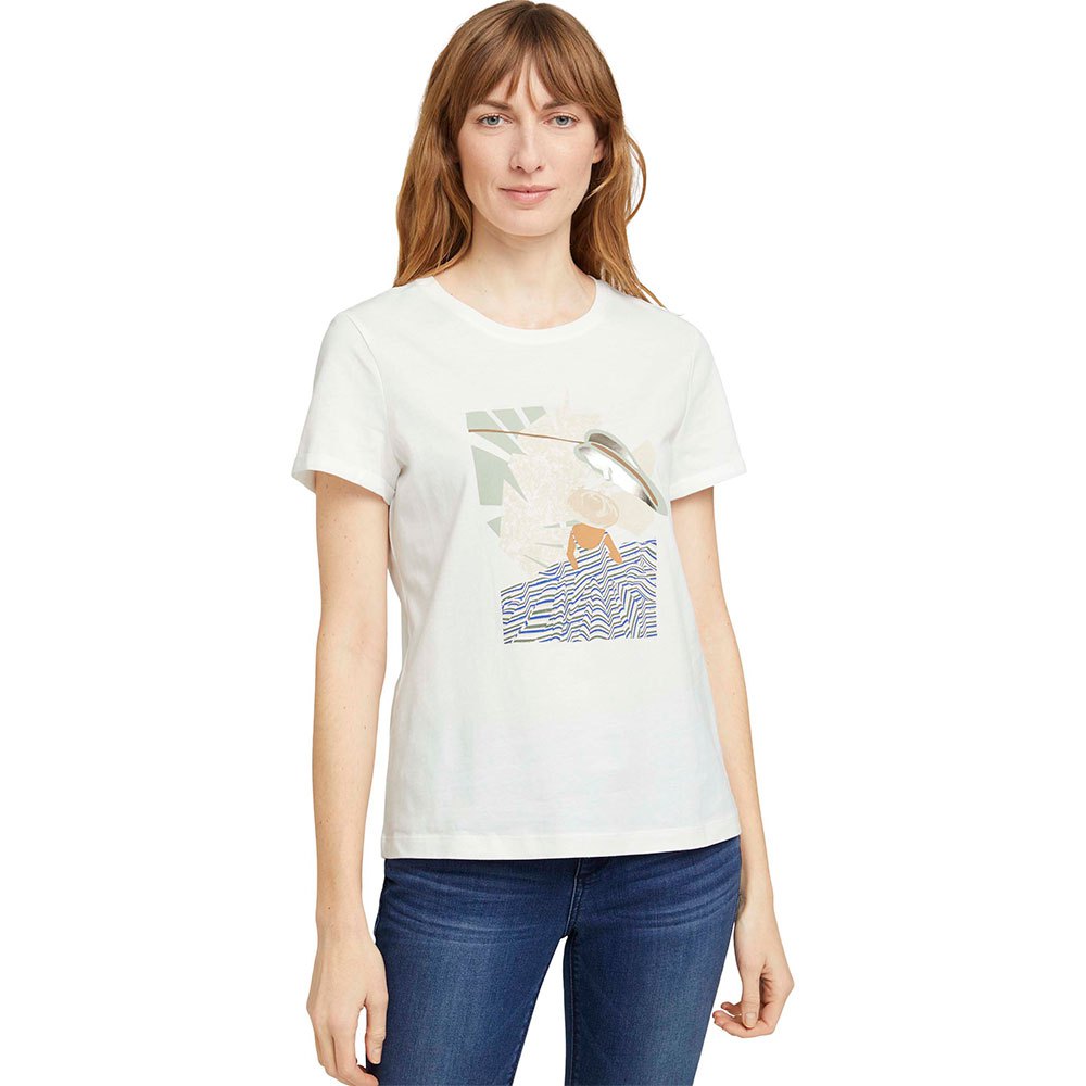 Tom Tailor Kurzärmeliges T-shirt Print S Dove White günstig online kaufen