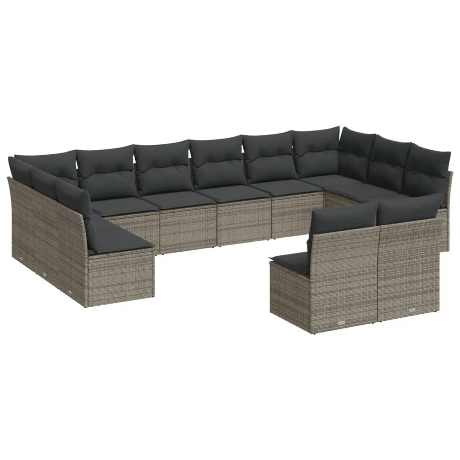 vidaXL 12-tlg Garten-Sofagarnitur mit Kissen Grau Poly Rattan Modell 22 günstig online kaufen