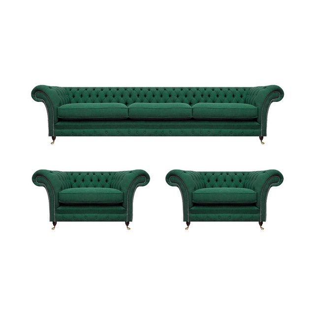 JVmoebel Chesterfield-Sofa Wohnzimmer Luxus Sofa Set 3tlg Grün Designer Ein günstig online kaufen