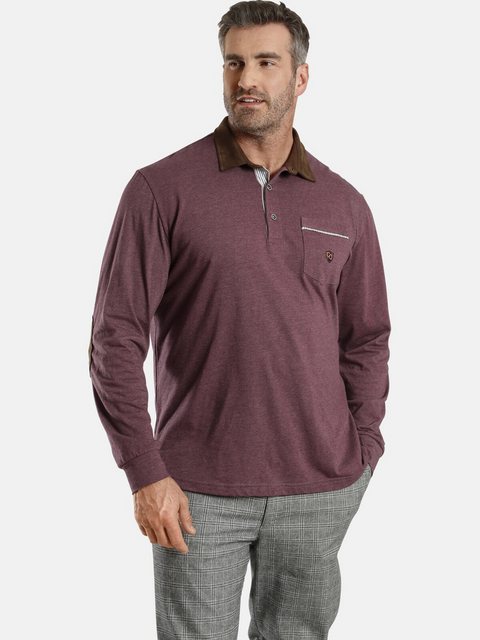 Charles Colby Langarm-Poloshirt EARL TERRY mit Details in Veloursoptik günstig online kaufen