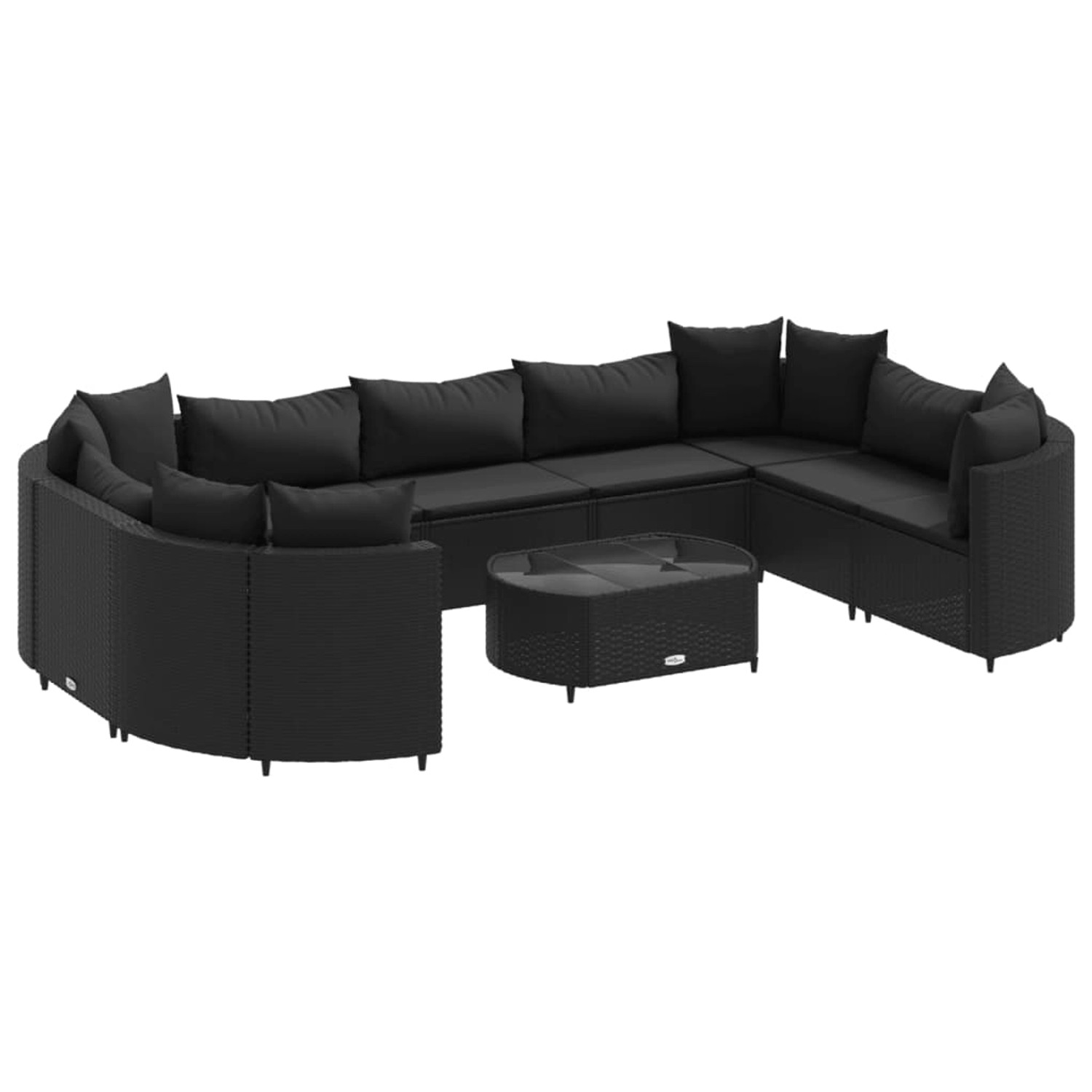 vidaXL 10-tlg Garten-Sofagarnitur mit Kissen Schwarz Poly Rattan Modell 154 günstig online kaufen