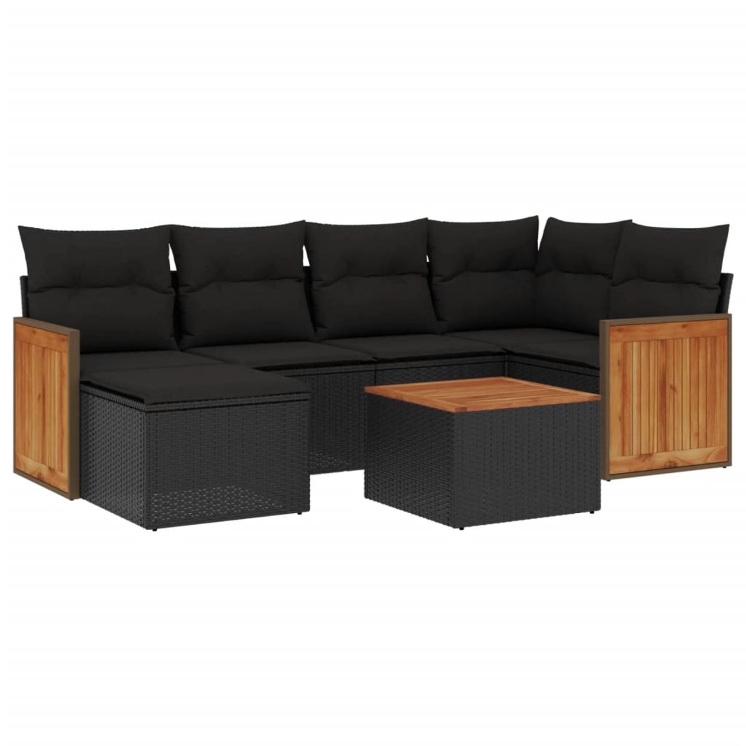 vidaXL 7-Tlg Garten-Sofagarnitur mit Kissen Schwarz Poly Rattan 3260263 günstig online kaufen