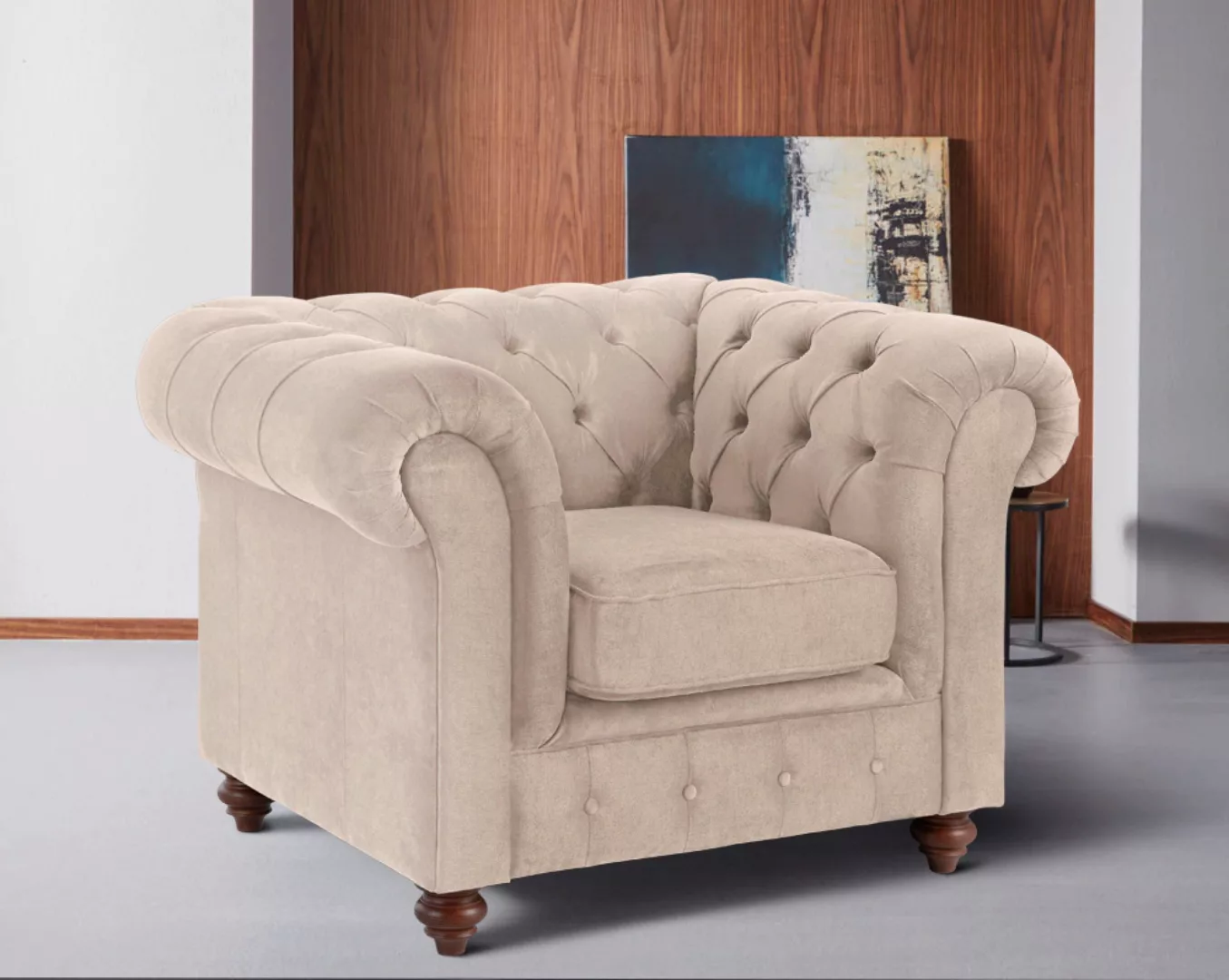 Home affaire Sessel »Chesterfield B/T/H: 105/69/74 cm«, mit hochwertiger Kn günstig online kaufen