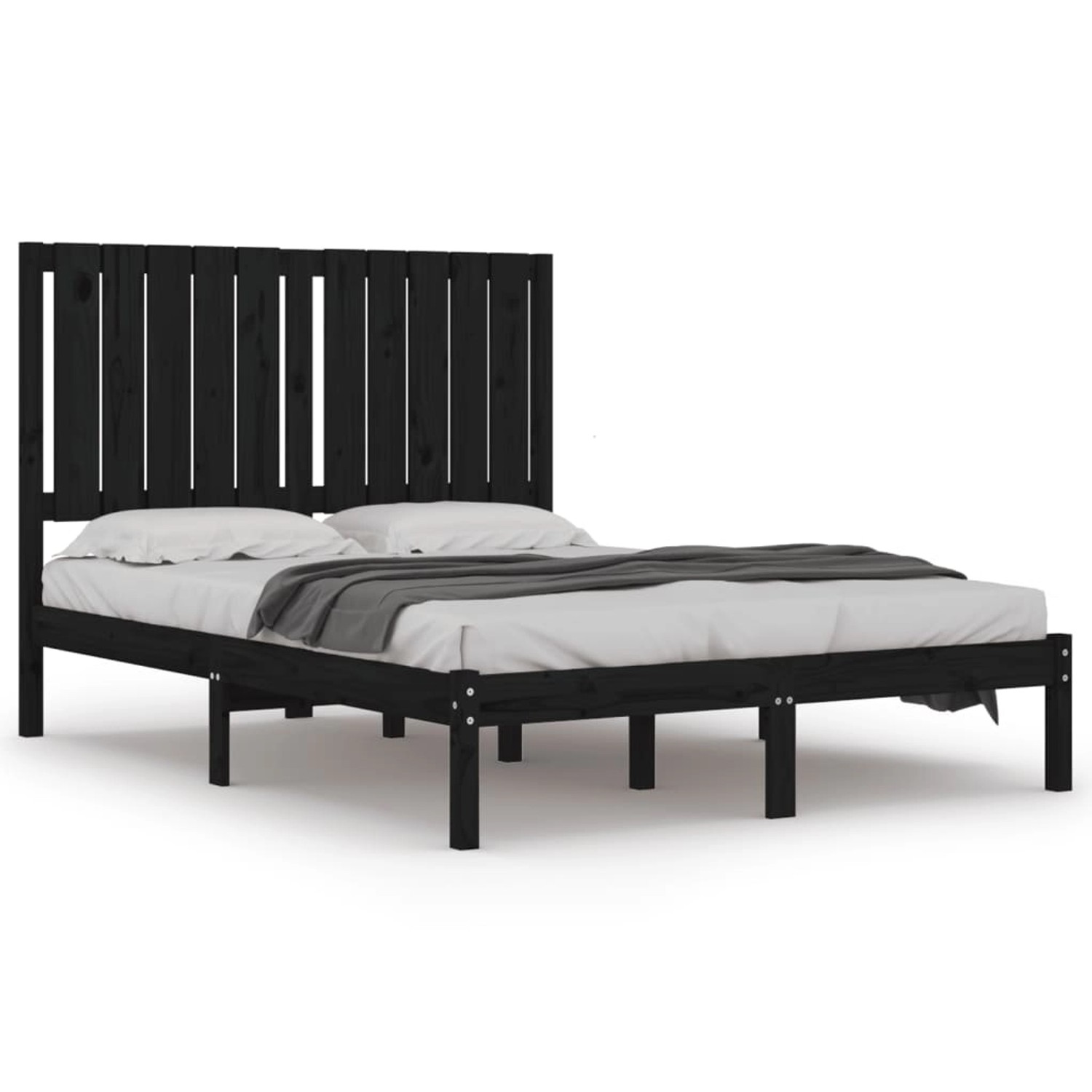 vidaXL Bett Massivholzbett Schwarz 120x190 cm günstig online kaufen