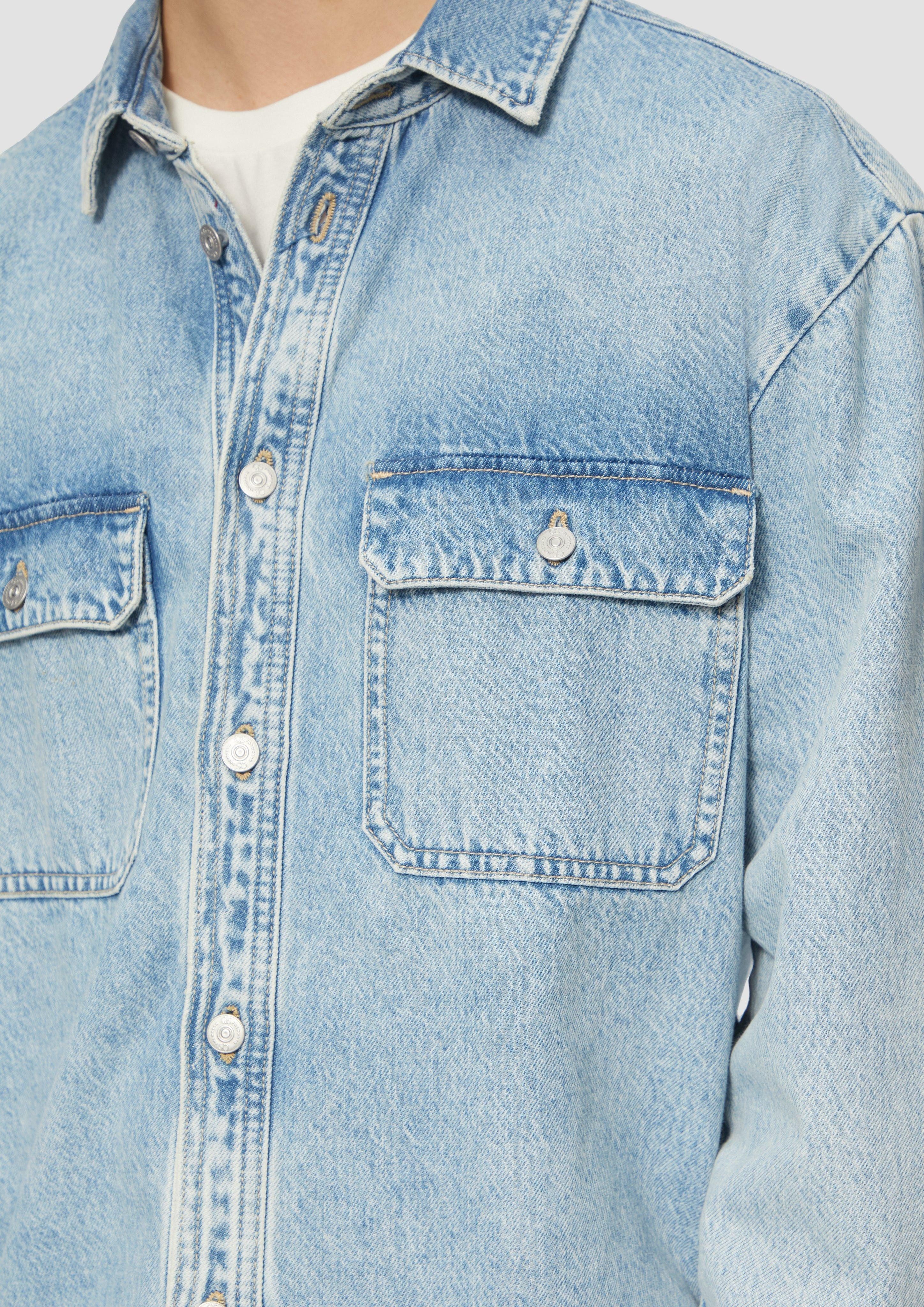 QS Langarmhemd Denim-Overshirt mit aufgesetzten Brusttaschen günstig online kaufen