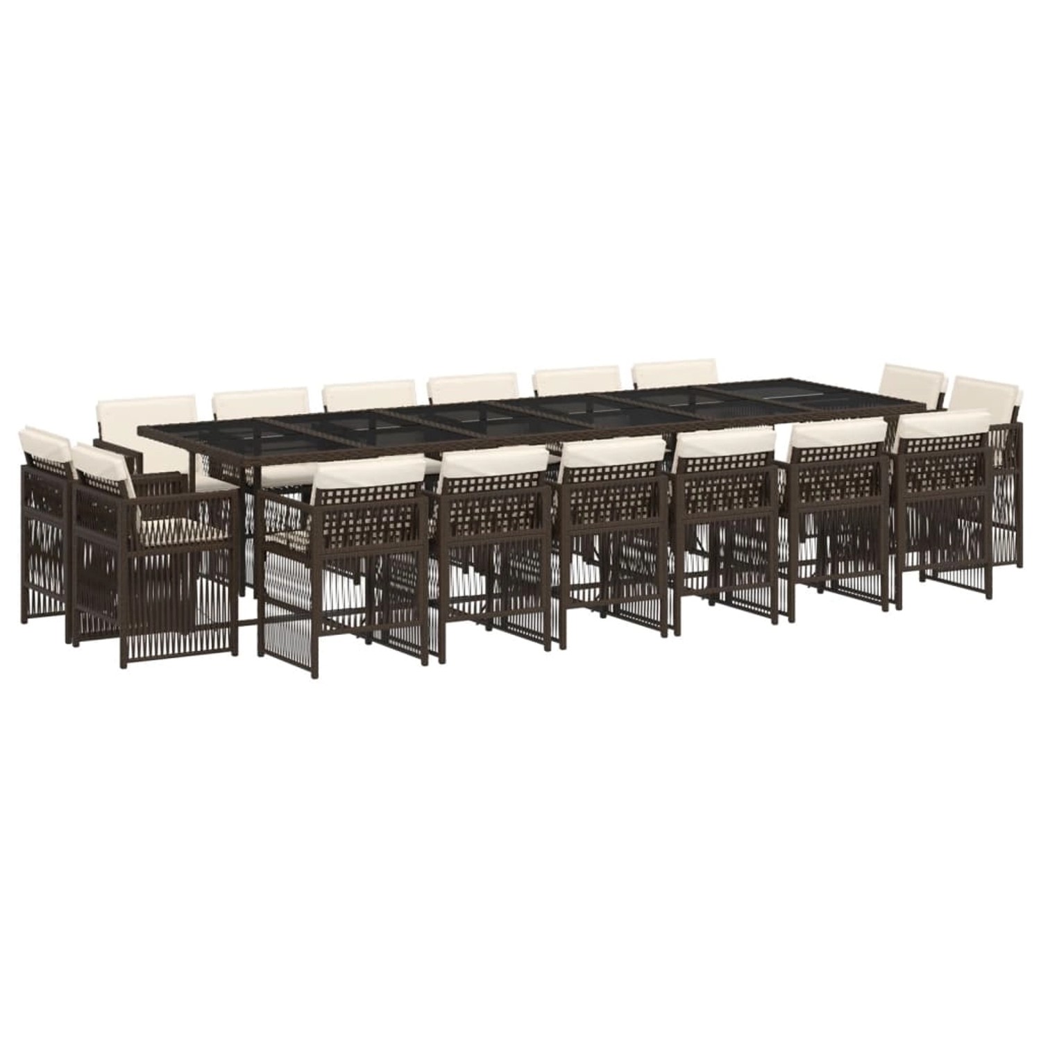 vidaXL 17-Tlg Garten-Essgruppe mit Kissen Braun Poly Rattan 3211065 günstig online kaufen