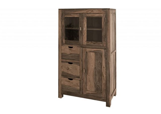 Massivmoebel24 Standvitrine Vitrine Sheesham 90x45x148  grau geölt NATURE G günstig online kaufen