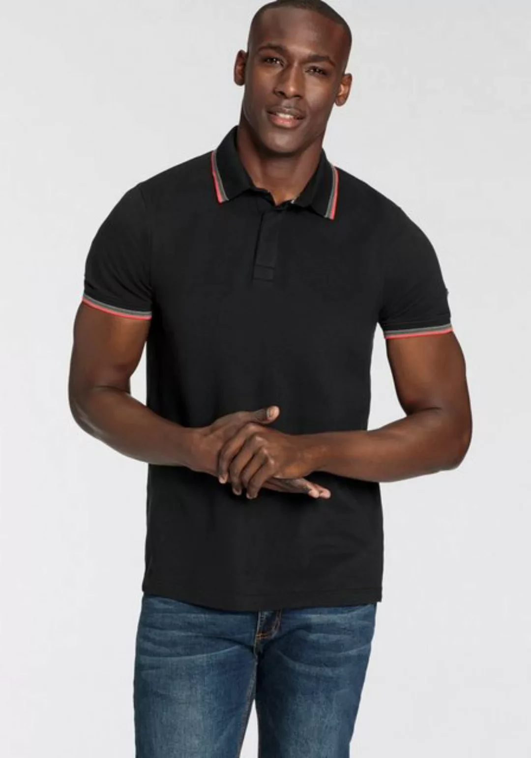 Bruno Banani Poloshirt mit Kontraststreifen an Kragen und Ärmel günstig online kaufen