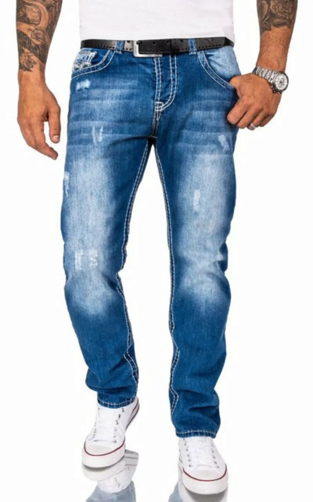 Rock Creek Straight-Jeans Herren Jeans dicke Nähte Blau RC-2268 günstig online kaufen