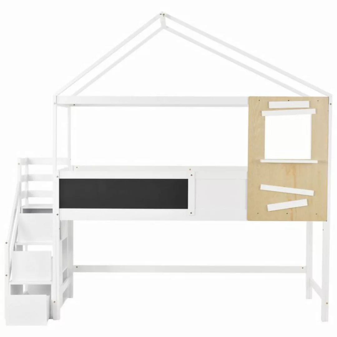 MODFU Etagenbett Einzelbett Hausbett,Kinderbett Treppe mit 3 Schubladen (mi günstig online kaufen