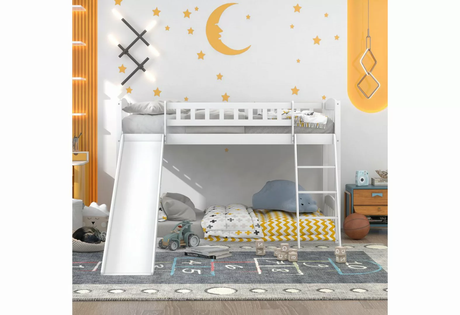 IDEASY Etagenbett Kinderbett mit Rutsche, 90 x 200 cm, weiß, (umwandelbar i günstig online kaufen