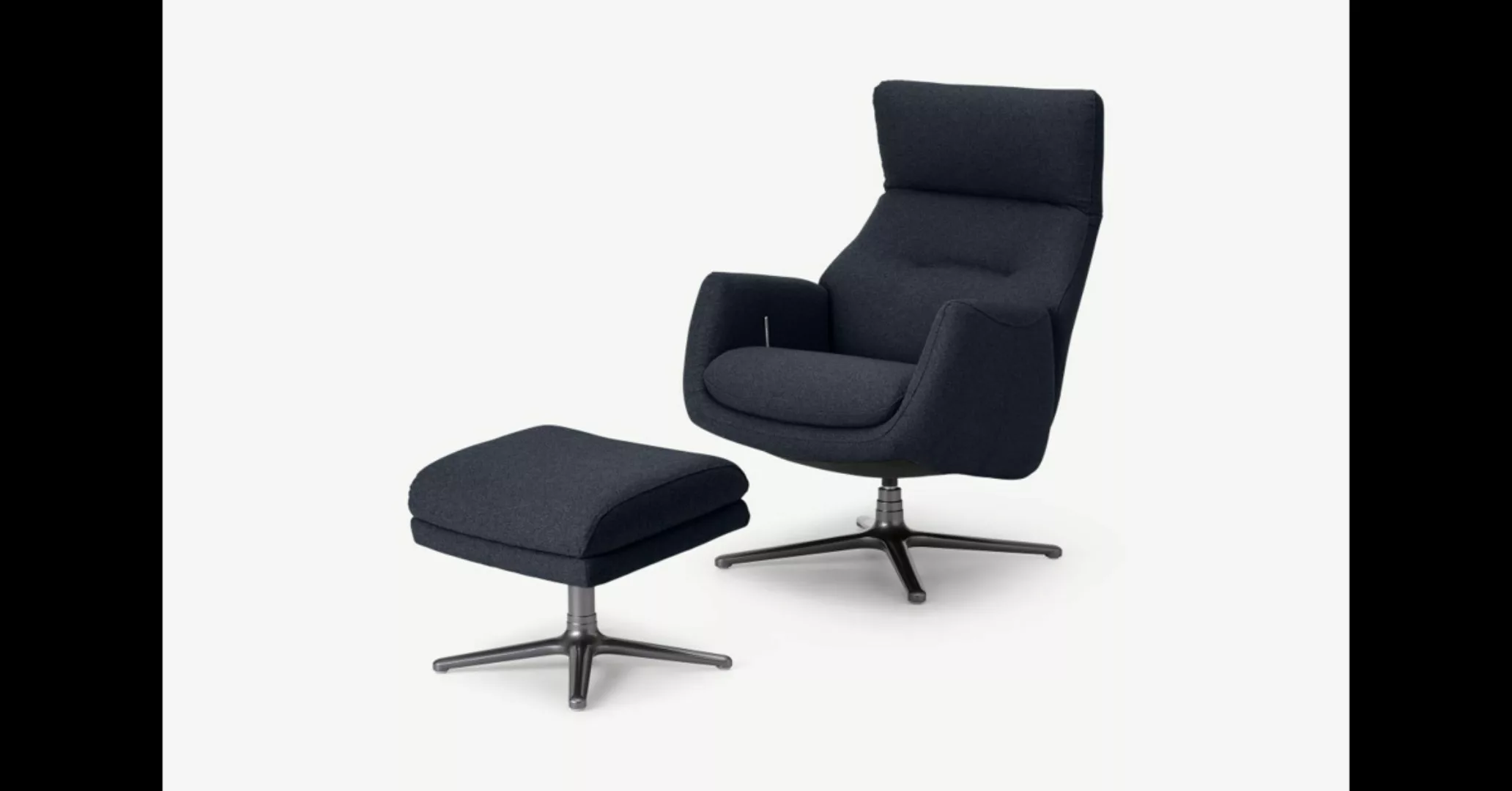 Paxton Sessel mit Hocker, dunkles Marineblau - MADE.com günstig online kaufen