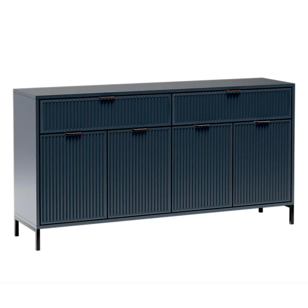 Sideboard in Indigo blau mit Rillenoptik 165 cm LAURO-161 günstig online kaufen