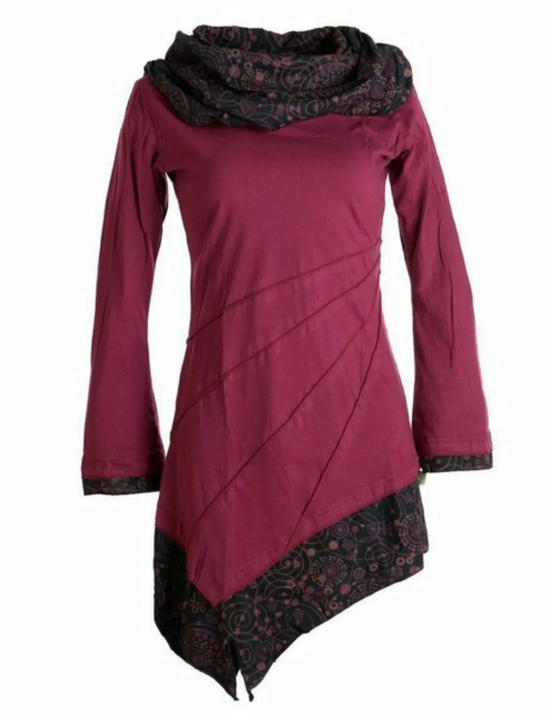 Vishes Jerseykleid Asymmetrisches Kleid aus Baumwolle mit Schalkragen Ethno günstig online kaufen