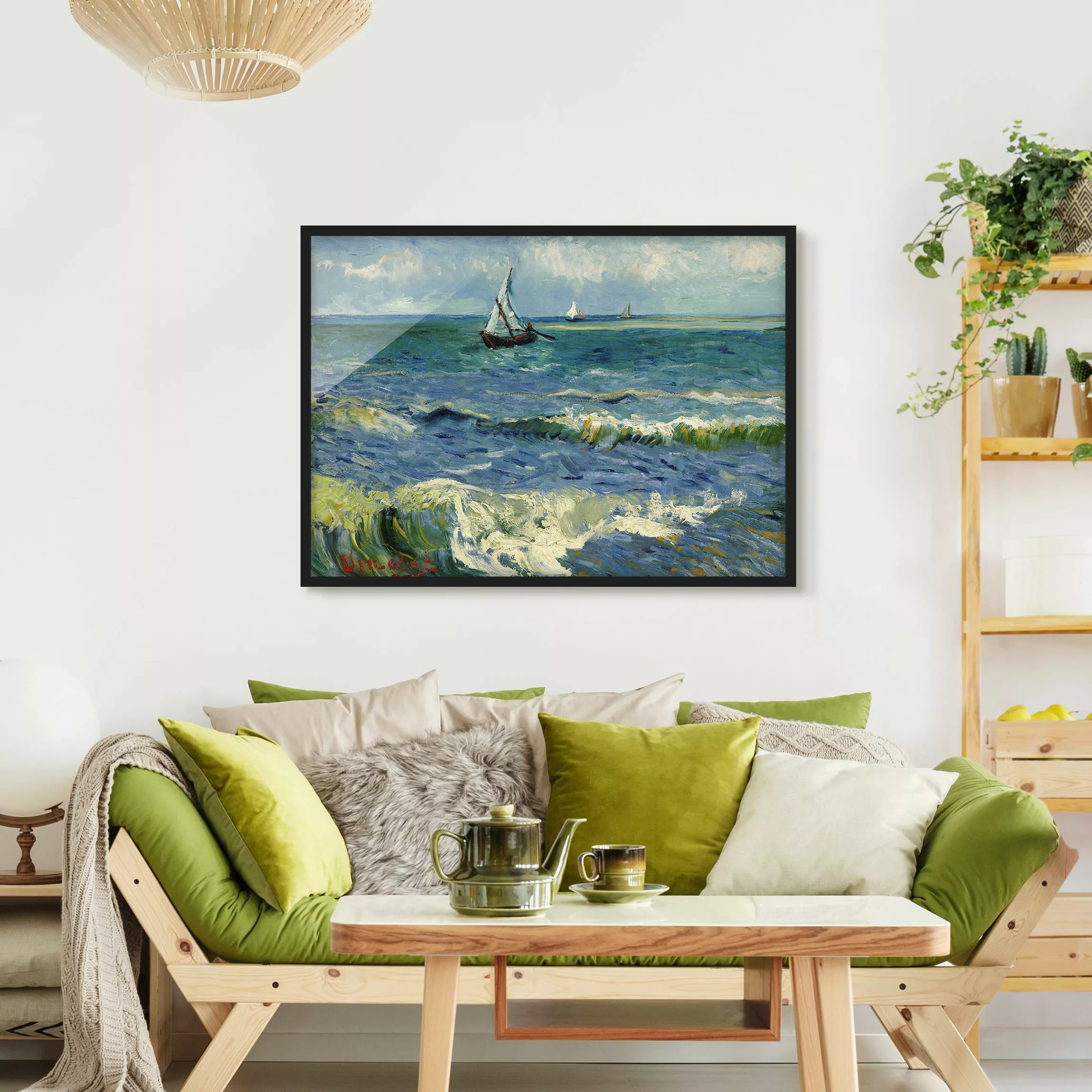 Bild mit Rahmen Kunstdruck - Querformat Vincent van Gogh - Seelandschaft günstig online kaufen