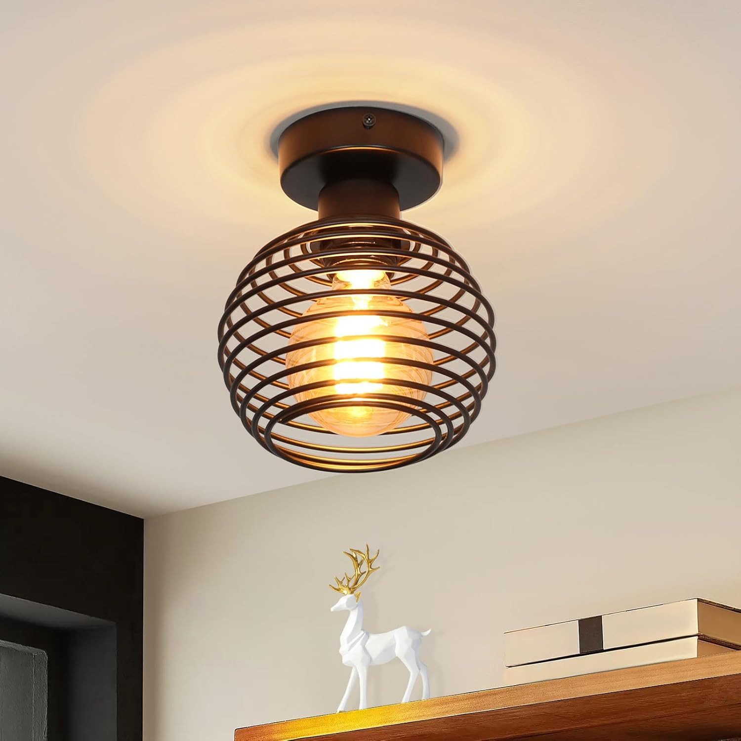 ZMH Deckenleuchte Whonzimmer Retro Schwarze E27 günstig online kaufen