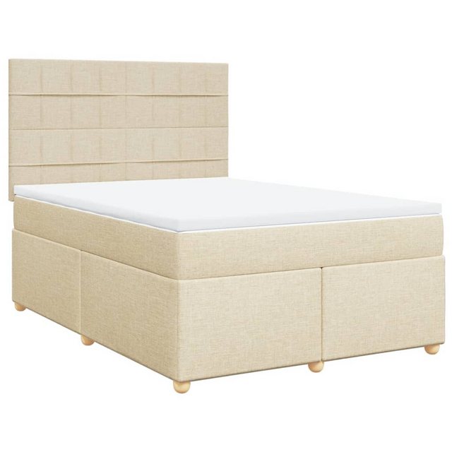 vidaXL Bett Boxspringbett mit Matratze Creme 140x190 cm Stoff günstig online kaufen