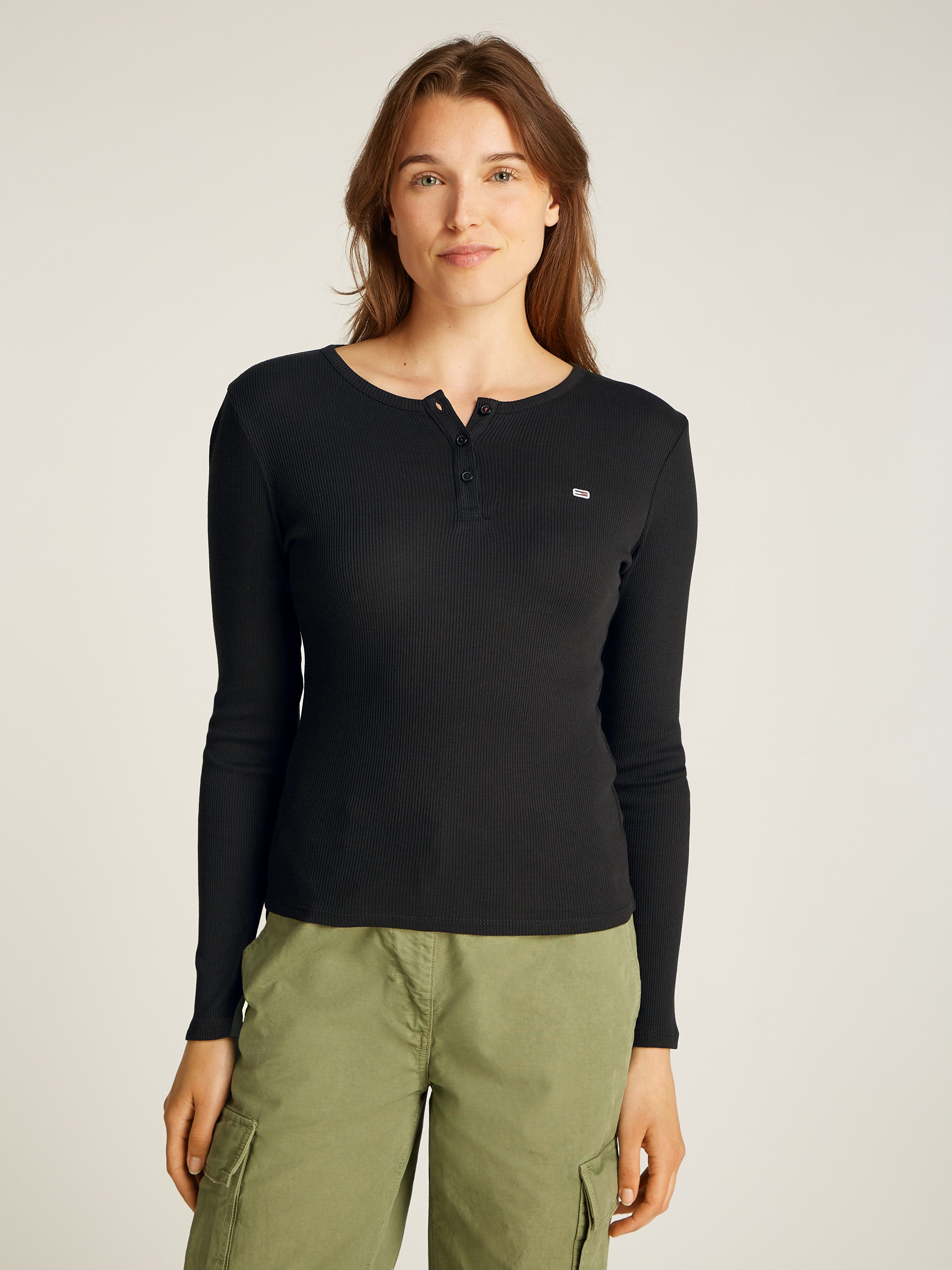 Tommy Jeans Langarmshirt TJW SLM BUTTON günstig online kaufen
