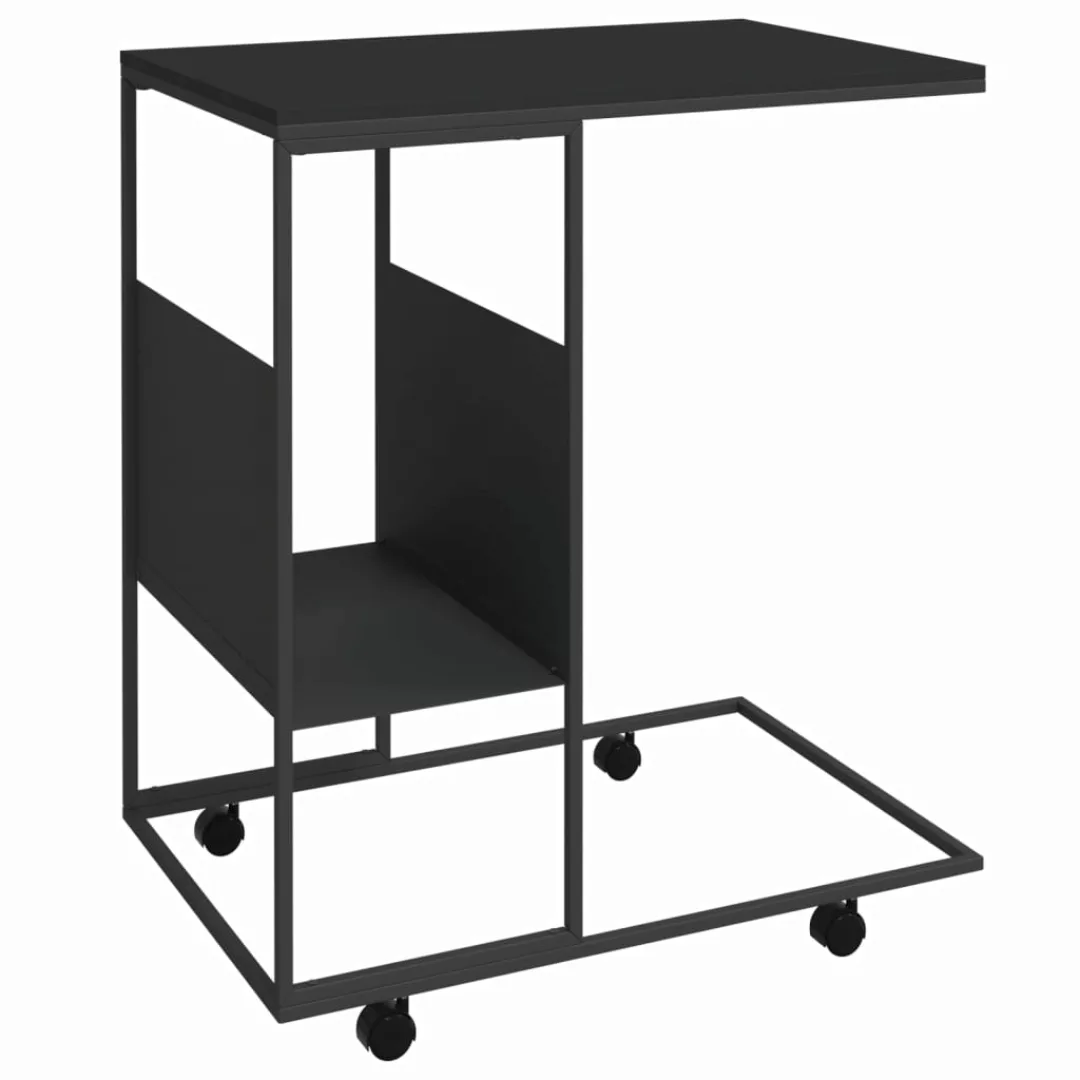 Vidaxl Beistelltisch Mit Rollen Schwarz 55x36x63,5 Cm Holzwerkstoff günstig online kaufen