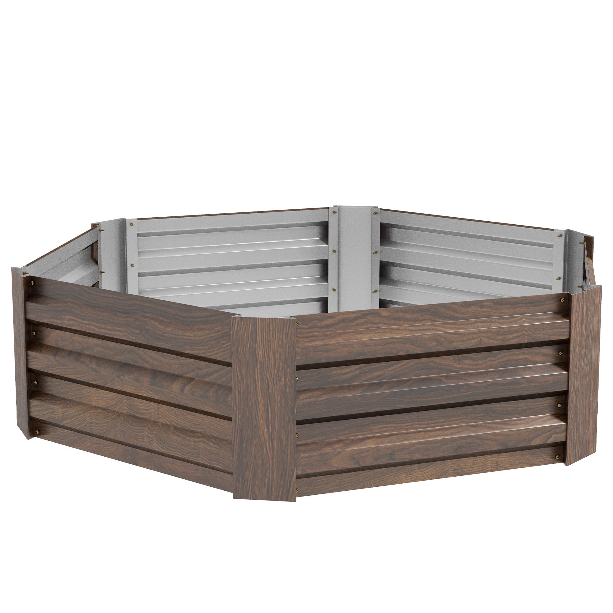Outsunny Hochbeet aus Stahl sechseckiger Blumenkasten mit offenem Boden in günstig online kaufen