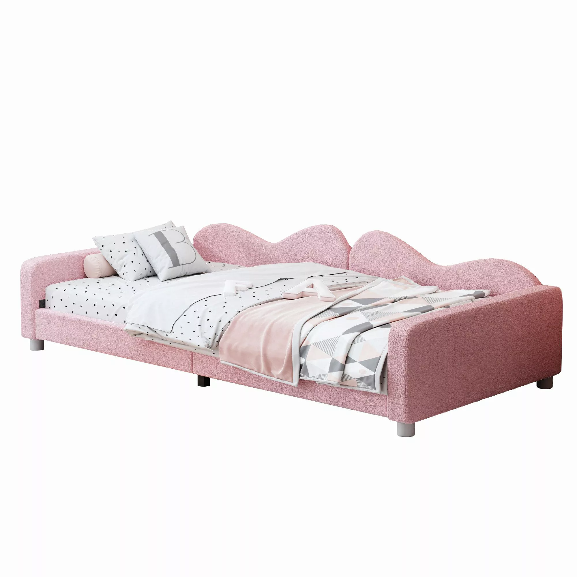 Flieks Polsterbett, Teddy-Samt Kinderbett Einzelbett Schlafsofa günstig online kaufen