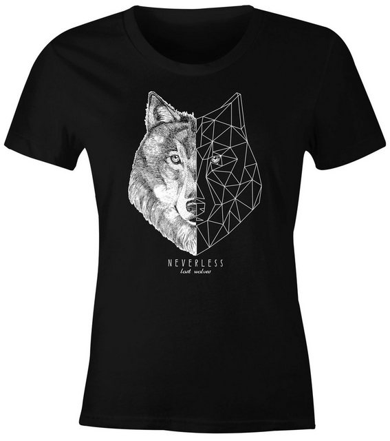 Neverless Print-Shirt Damen T-Shirt Wolf Polygon Kunst Grafik Tiermotiv Fas günstig online kaufen