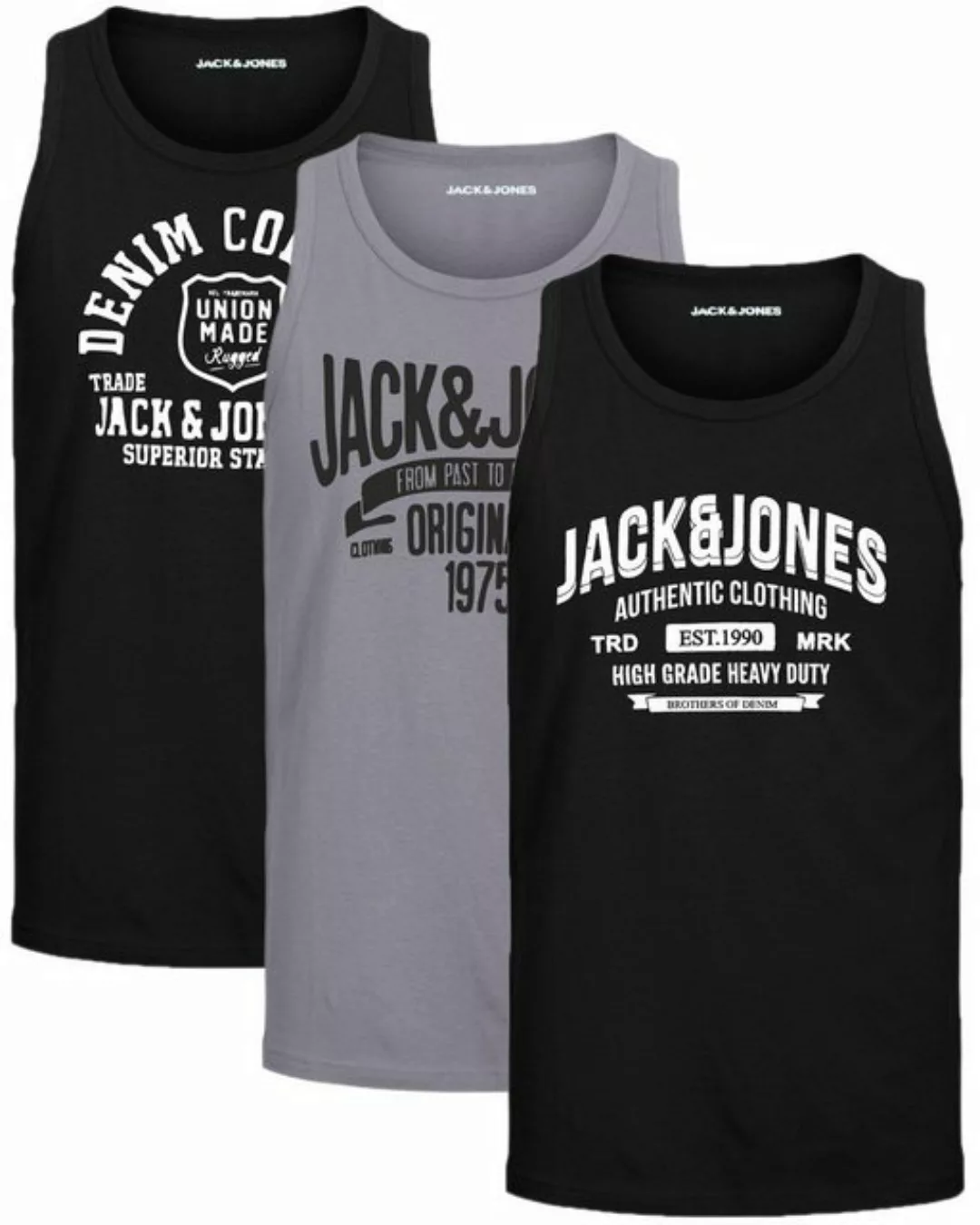 Jack & Jones Tanktop Bequemes Slimfit Shirt mit Printdruck (3er-Pack) unifa günstig online kaufen