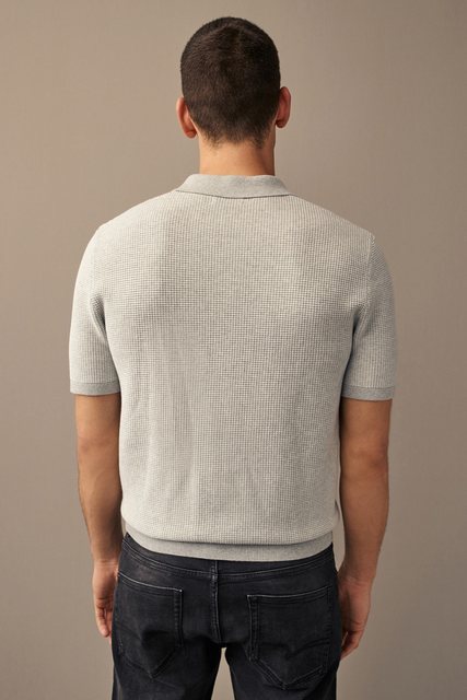 Next Polokragenpullover Regular Fit Kurzarm-Poloshirt mit Waffelstruktur (1 günstig online kaufen