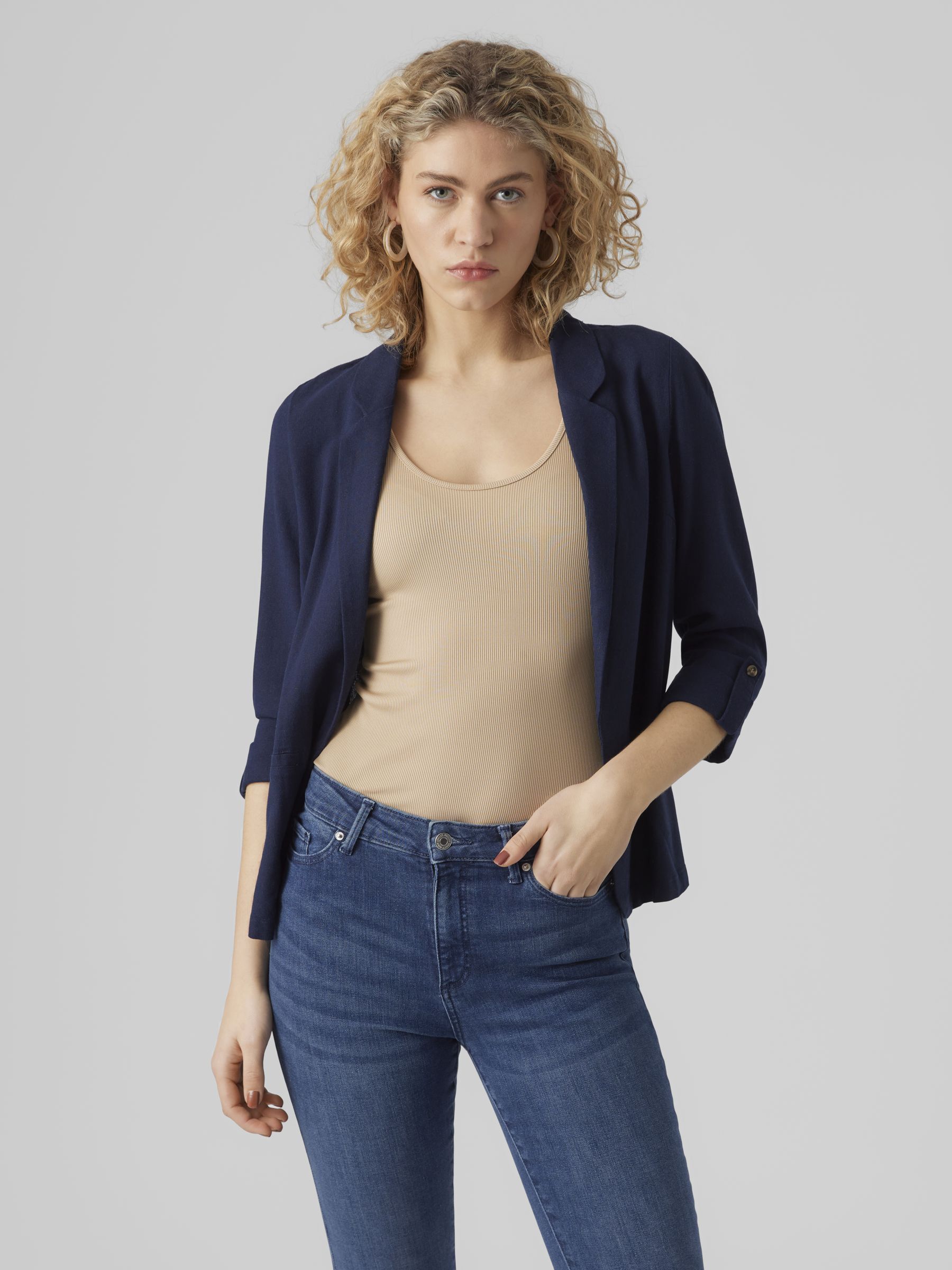 Vero Moda Kurzblazer "VMJESMILO 3/4 LOOSE BLAZER WVN GA NOOS", mit Leinen günstig online kaufen