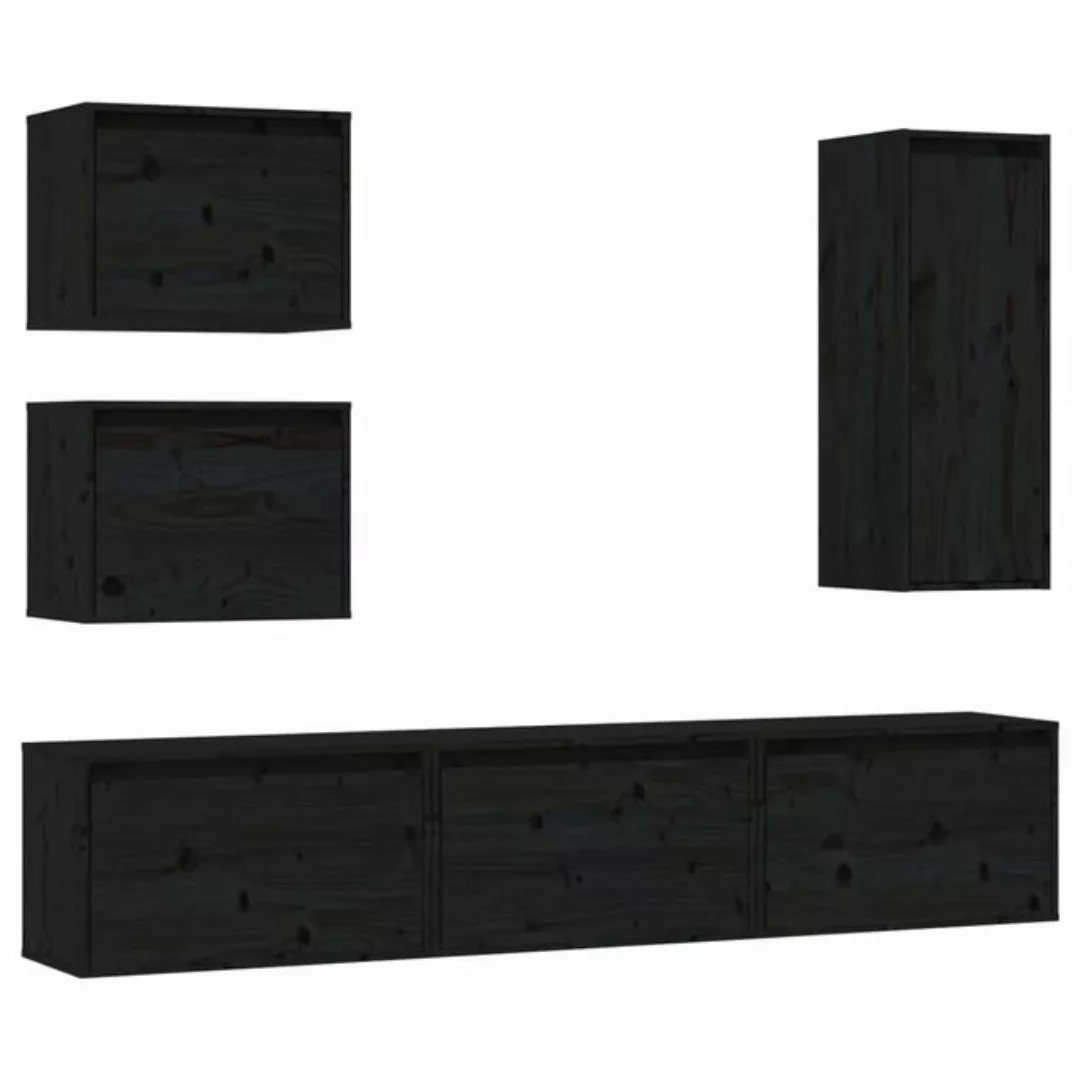 vidaXL TV-Schrank TV-Schränke 6 Stk. Schwarz Massivholz Kiefer (6-St) günstig online kaufen