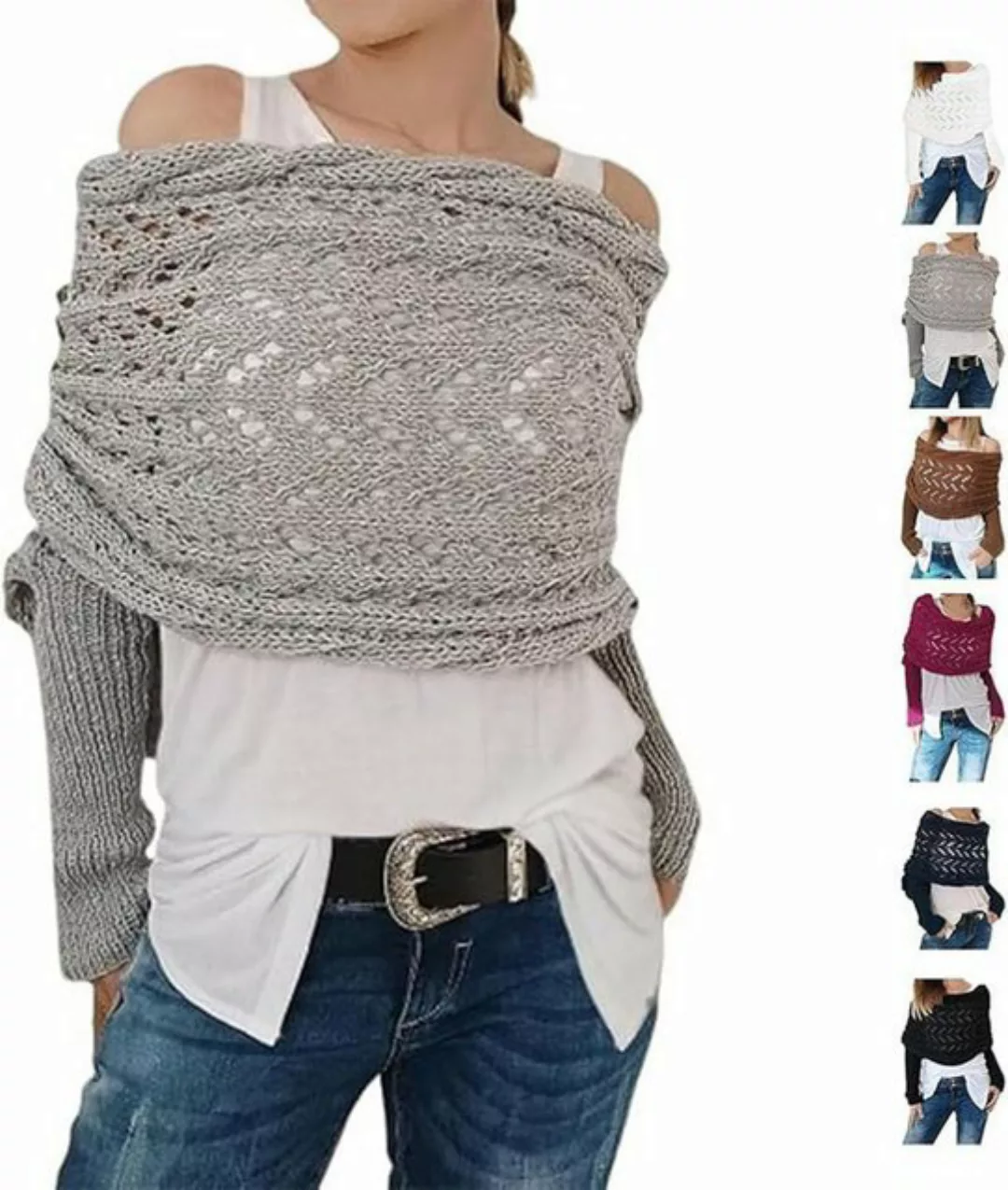 Coonoor Cape Strickschal mit Ärmeln Modischer Kabelstrickschal für Frauen ( günstig online kaufen