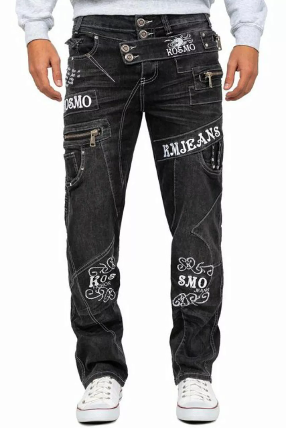 Kosmo Lupo 5-Pocket-Jeans Auffällige Herren Hose BA-KM051-2 Grau W33/L32 (1 günstig online kaufen