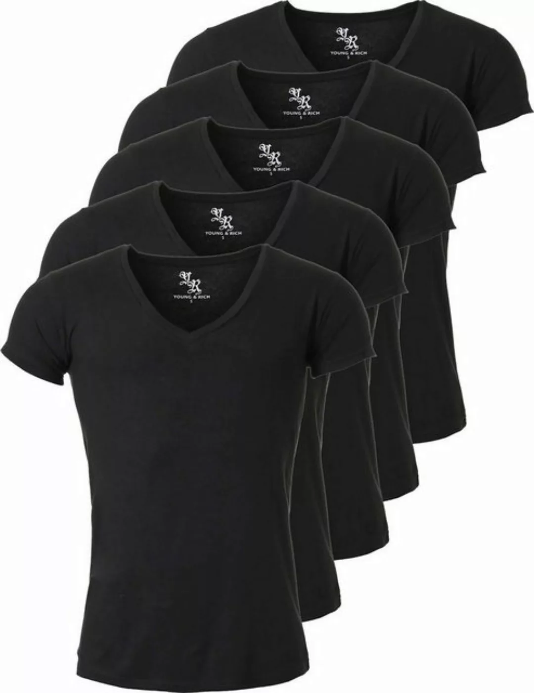 Young & Rich T-Shirt Herren Uni Basic 1315 extra tiefer Ausschnitt 5er Pack günstig online kaufen