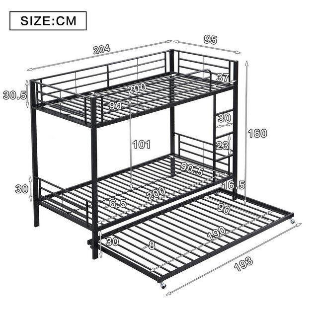 TavilaEcon Etagenbett Dreierbett Metallbett Eisenbett mit Leiter und Auszie günstig online kaufen