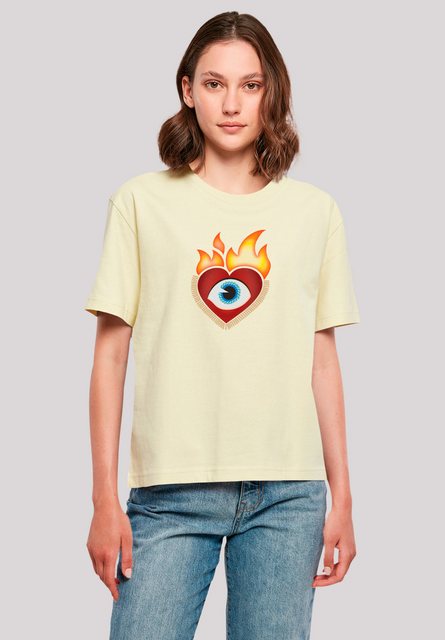 emoji couture T-Shirt Heart on flames eye and golden beads Premium Qualität günstig online kaufen