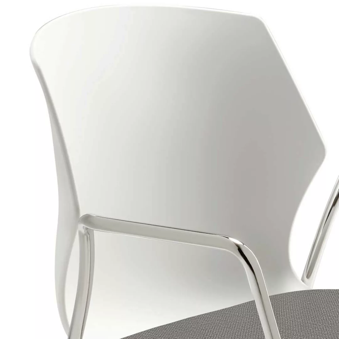 Armlehnen Küchenstuhl in Weiß und Grau Kunststoff günstig online kaufen