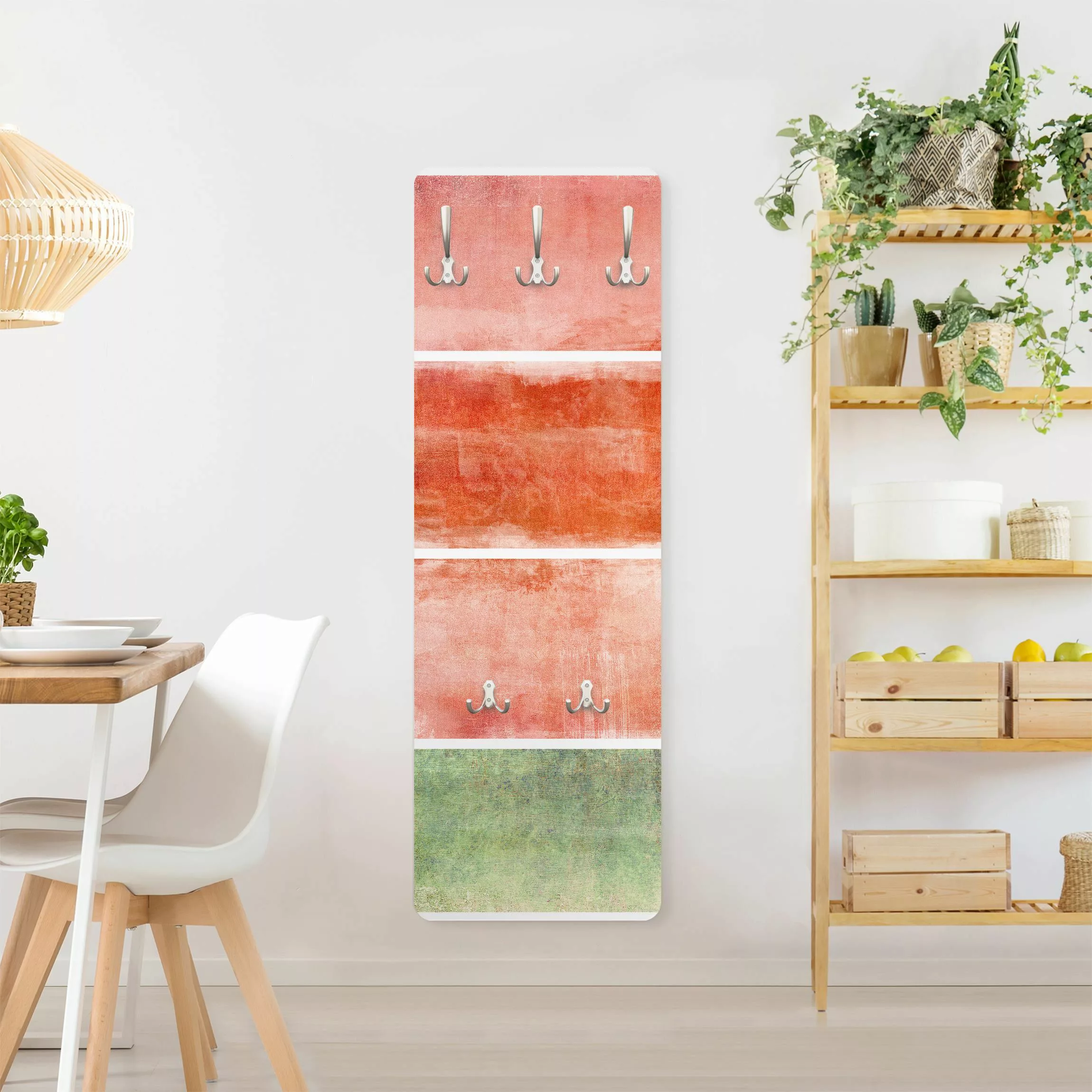 Wandgarderobe Holzpaneel Abstrakt Colour Harmony Red günstig online kaufen