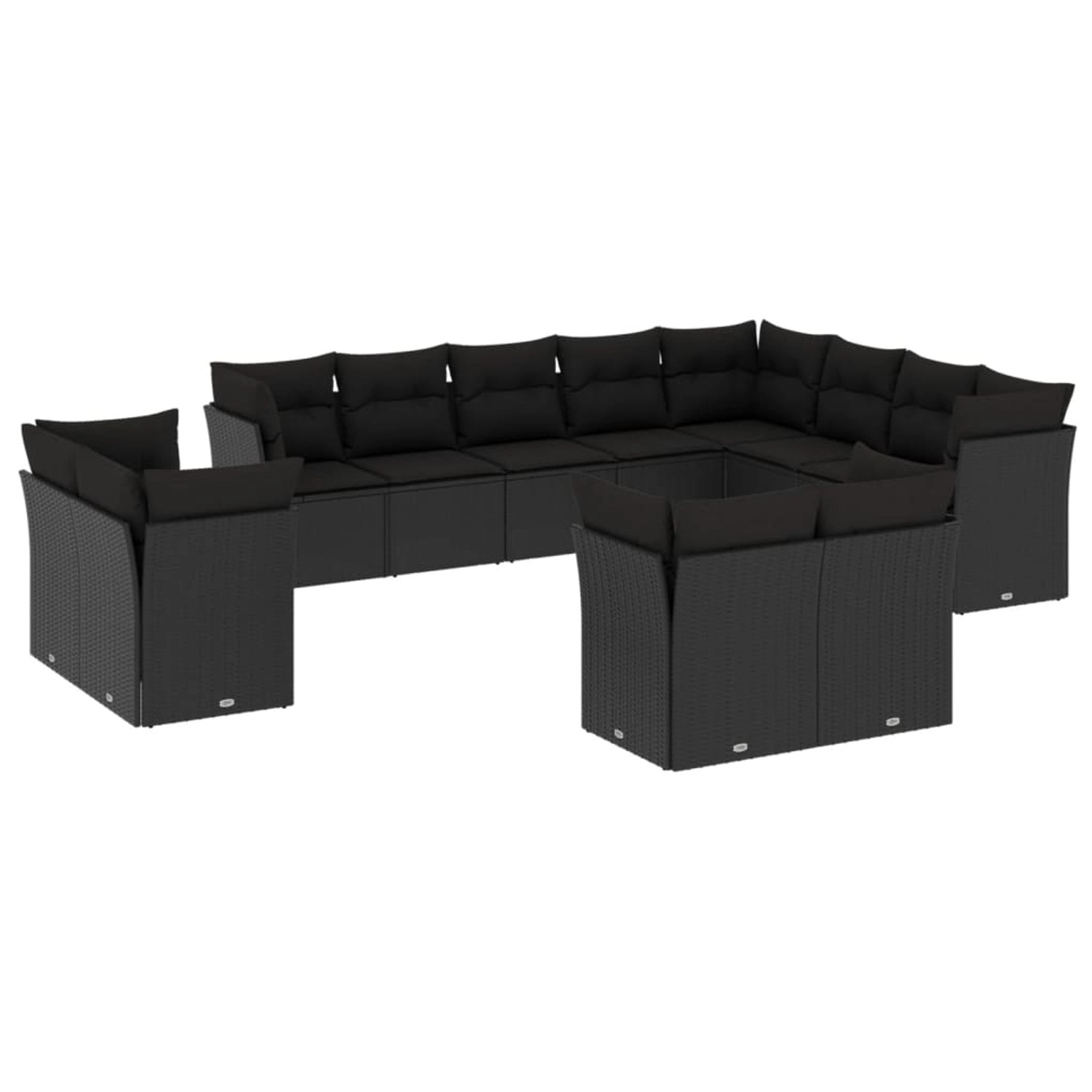 vidaXL 12-tlg Garten-Sofagarnitur mit Kissen Schwarz Poly Rattan Modell 37 günstig online kaufen