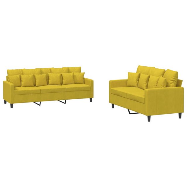 vidaXL Sofa Sofagarnitur Set mit Kissen Samt, 2-tlg., Gelb günstig online kaufen