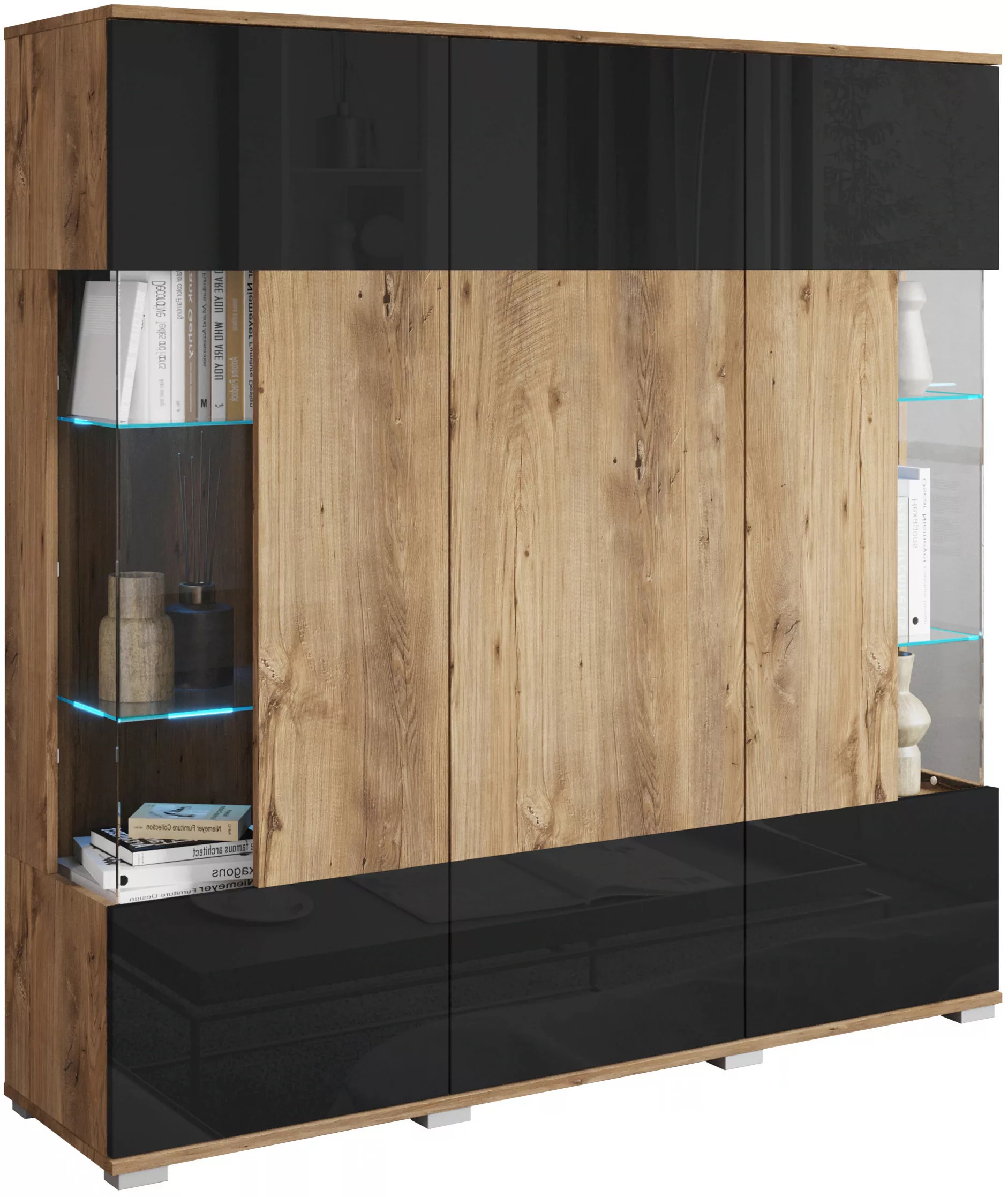 INOSIGN Highboard "Kenia", Modernes Highboard, mit Glastüren, Breite 135 cm günstig online kaufen