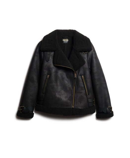 Superdry Lederimitatjacke FAUX SHEARLING AVIATOR JACKET Black günstig online kaufen