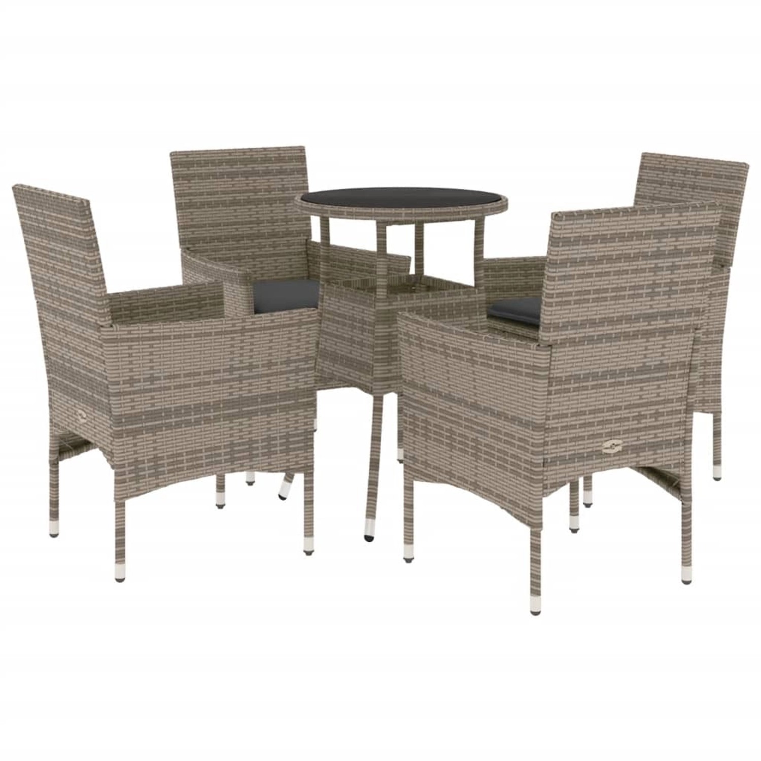 vidaXL 5-Tlg Garten-Essgruppe mit Kissen Grau Poly Rattan und Glas 3278622 günstig online kaufen
