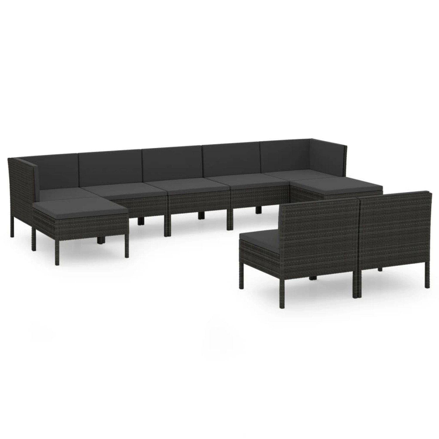 9-tlg. Garten-lounge-set Mit Auflagen Poly Rattan Schwarz günstig online kaufen