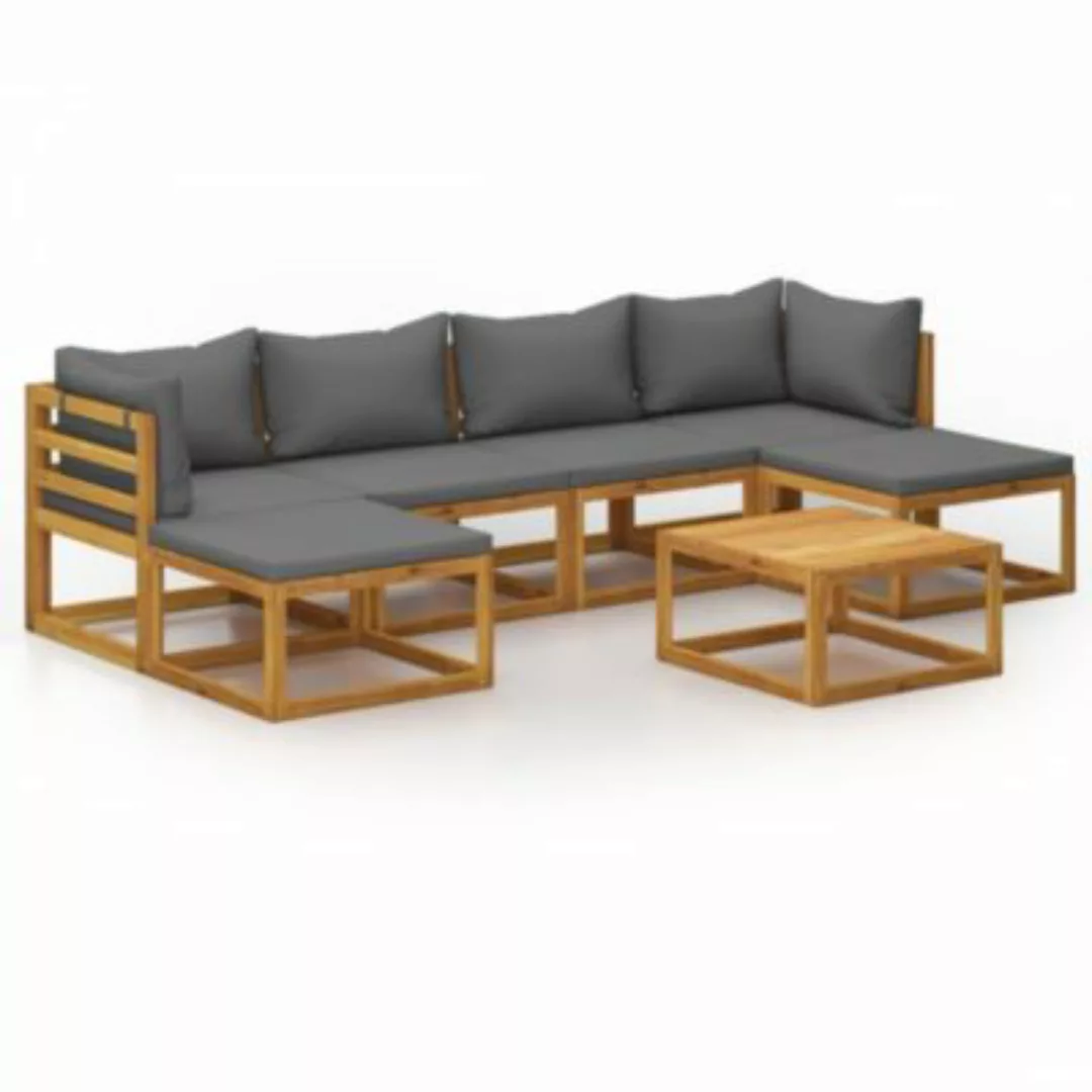 7-tlg. Garten-lounge-set Mit Auflagen Massivholz Akazie günstig online kaufen