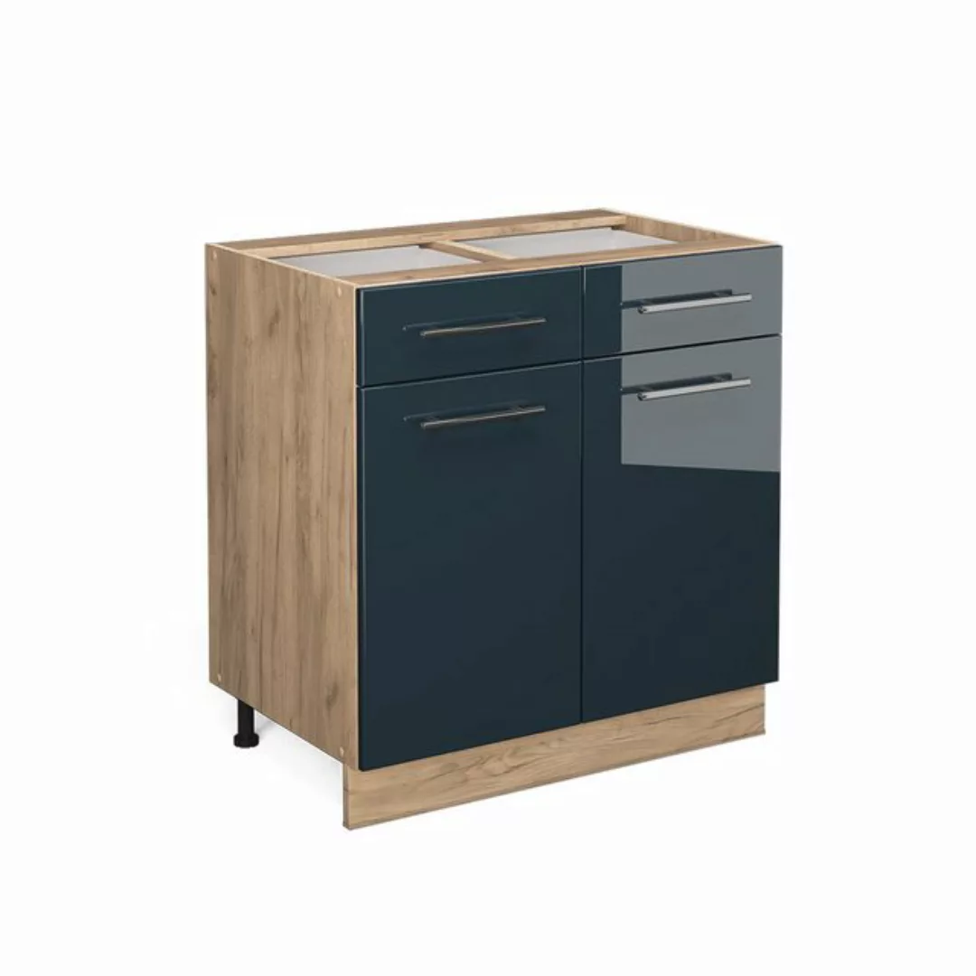 Vicco Unterschrank Fame-Line, Dunkelblau Hochglanz/Goldkraft Eiche, 80 cm o günstig online kaufen