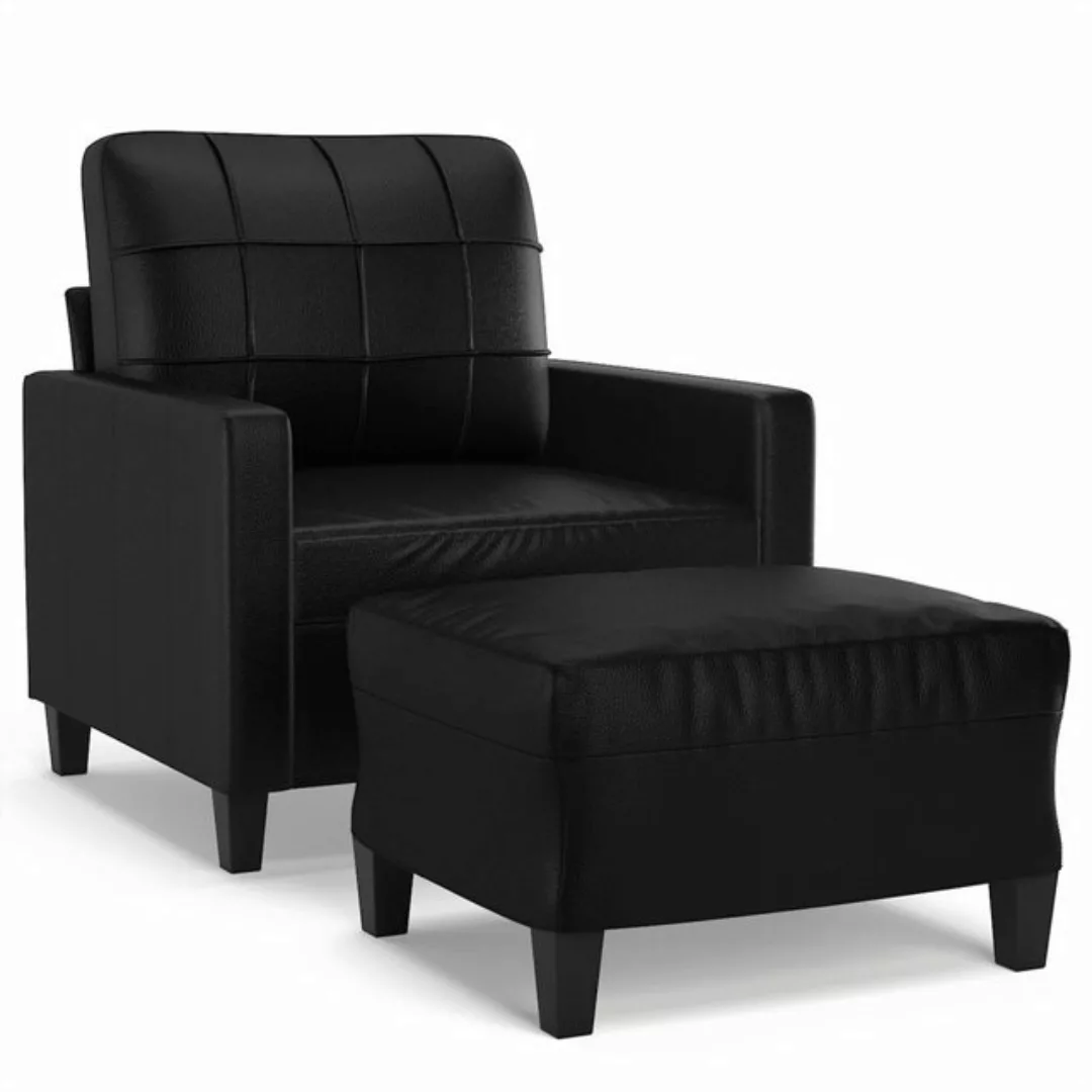 vidaXL Sofa Sessel mit Hocker Kunstleder, Schwarz günstig online kaufen