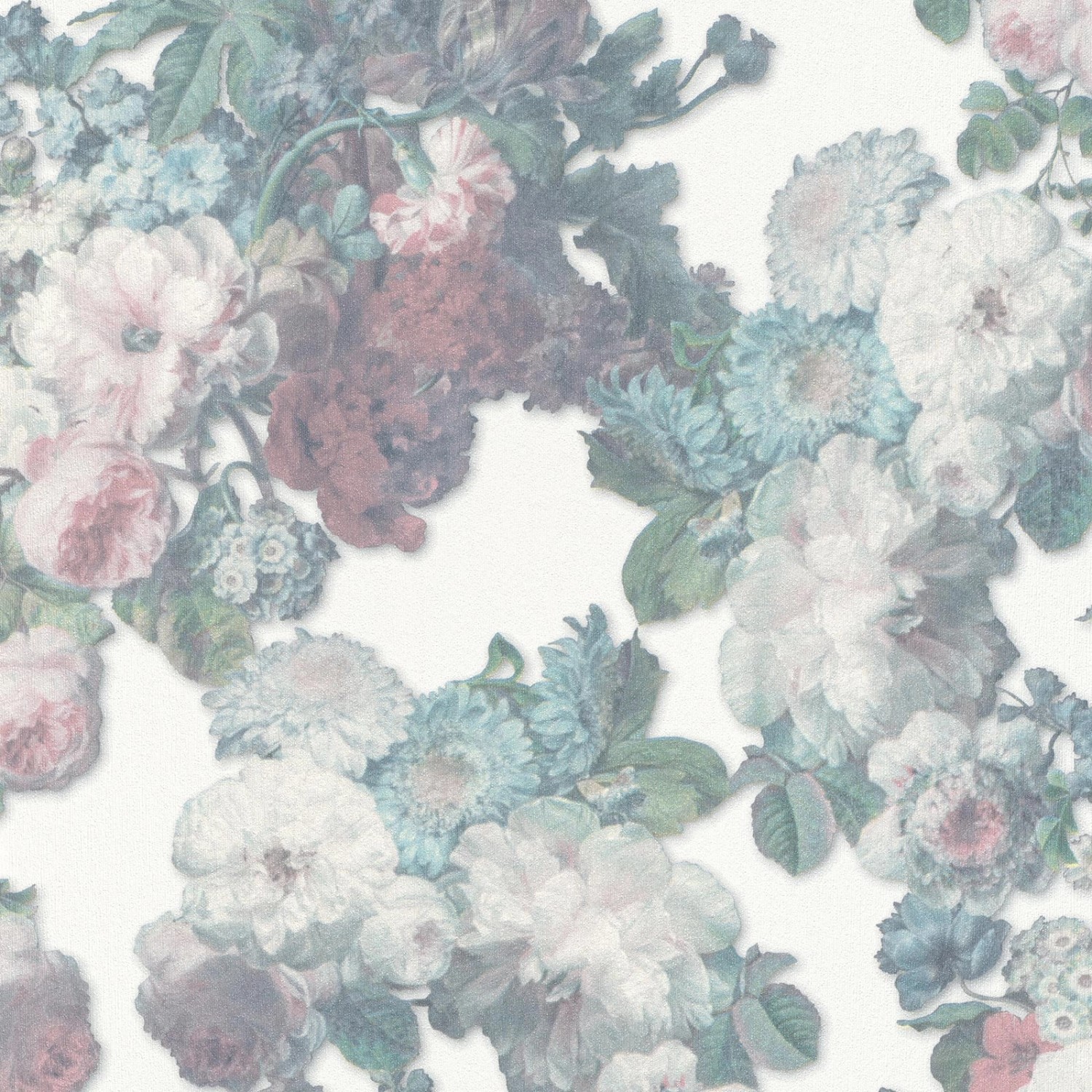 Bricoflor Romantische Blumentapete in Weiß Blau Lila Barock Tapete mit Blum günstig online kaufen