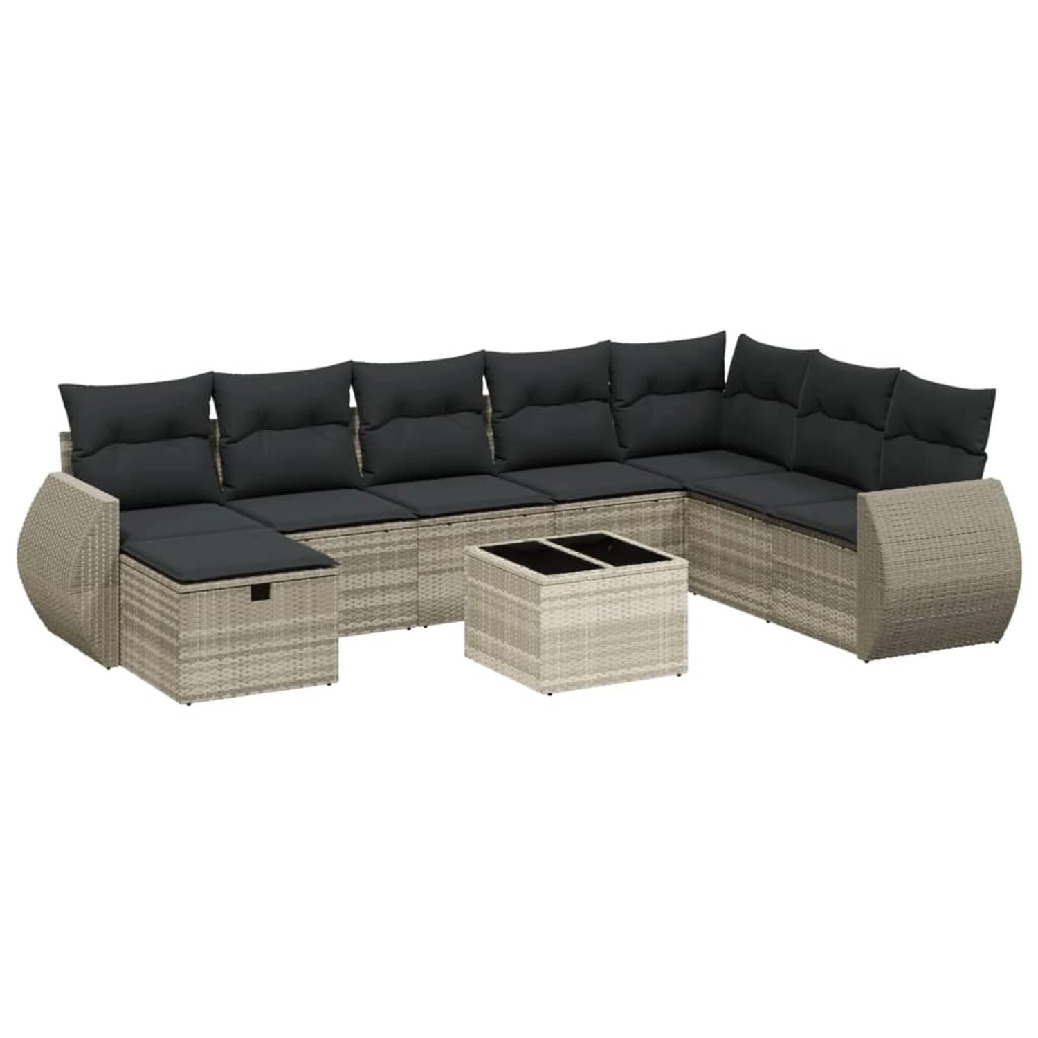 vidaXL 8-Tlg Garten-Sofagarnitur mit Kissen Hellgrau Poly Rattan 3264208 günstig online kaufen