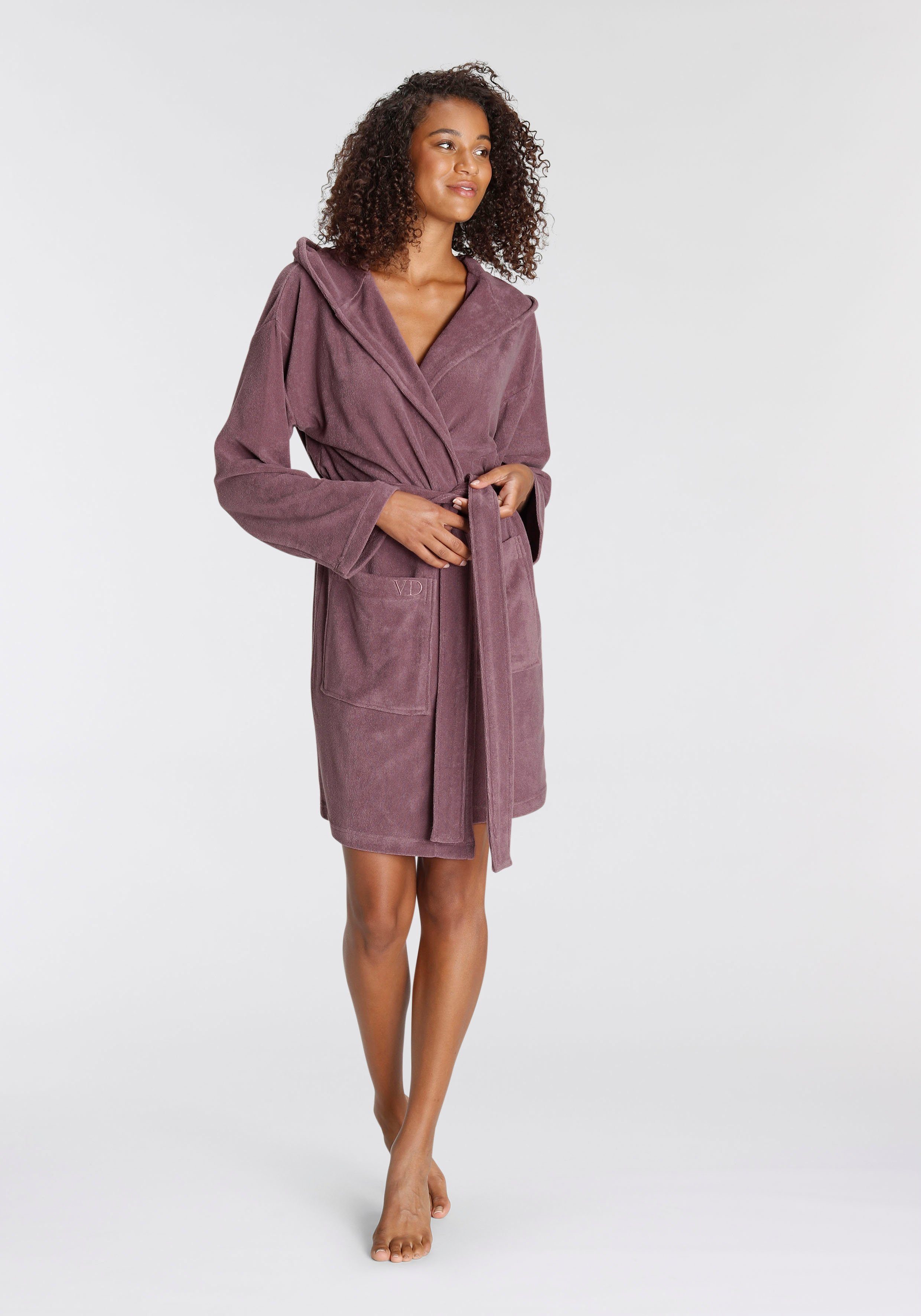 Vivance Dreams Bademantel, Kurzform, Baumwoll-Mix, Kapuze, günstig online kaufen